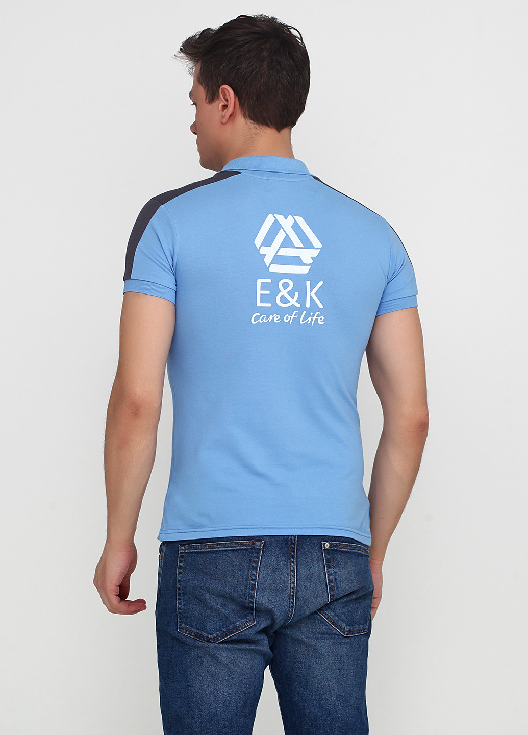 Голубой футболка-поло для мужчин EL & KEN с логотипом