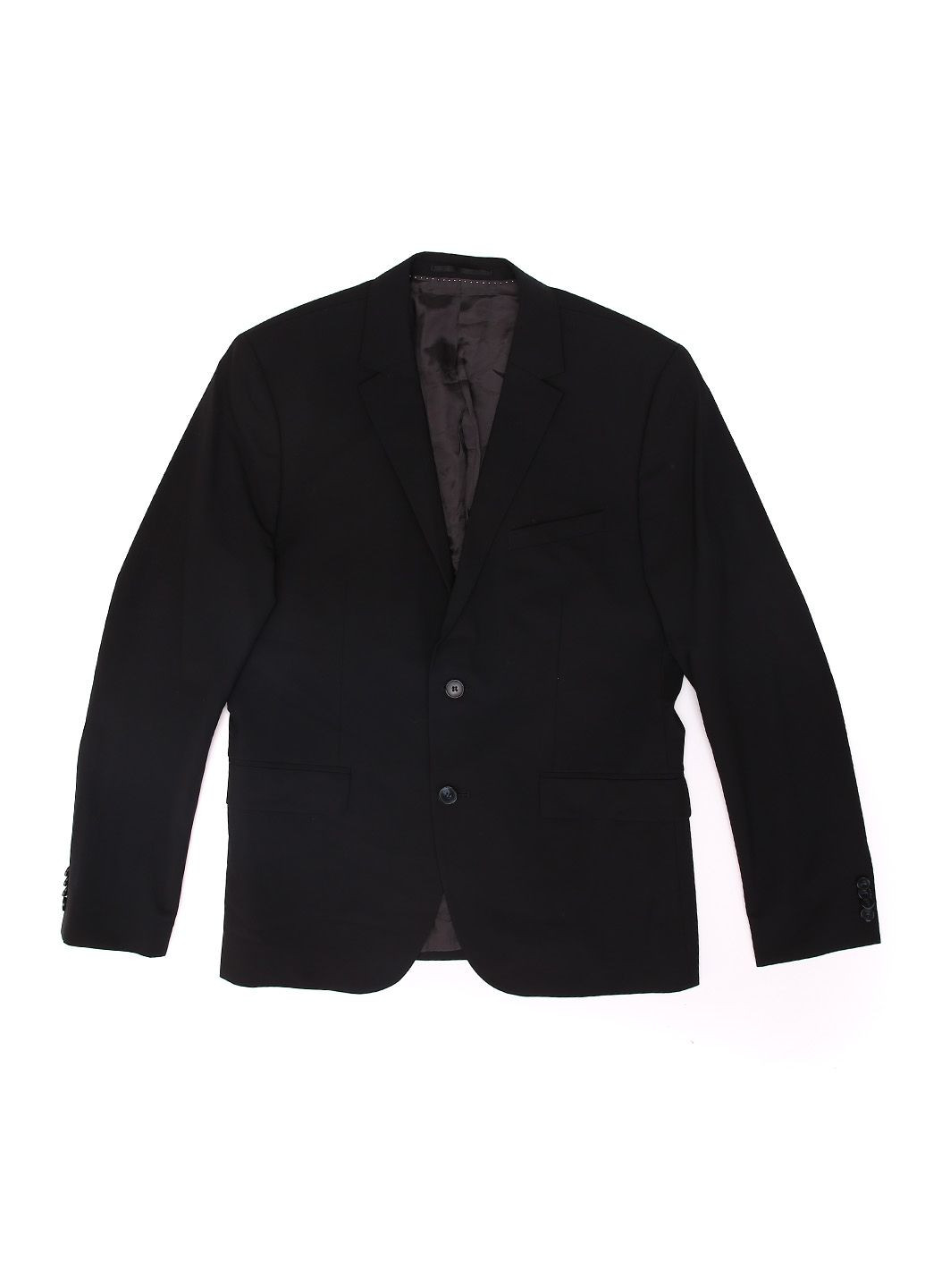 Пиджак H&M однотонный чёрный деловой шерсть