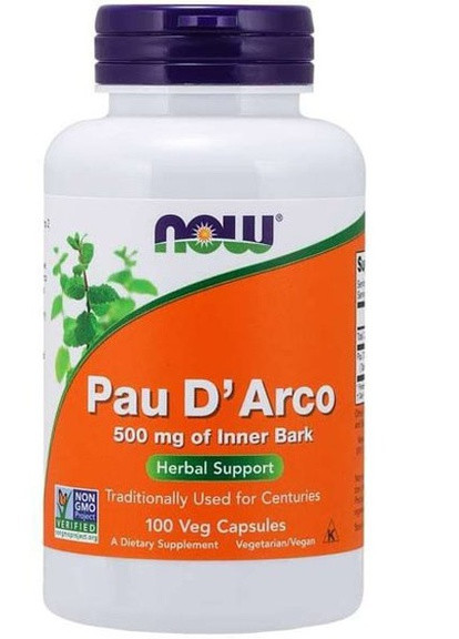 Pau D'Arco 500 mg 100 Veg Caps Now Foods (256379933)