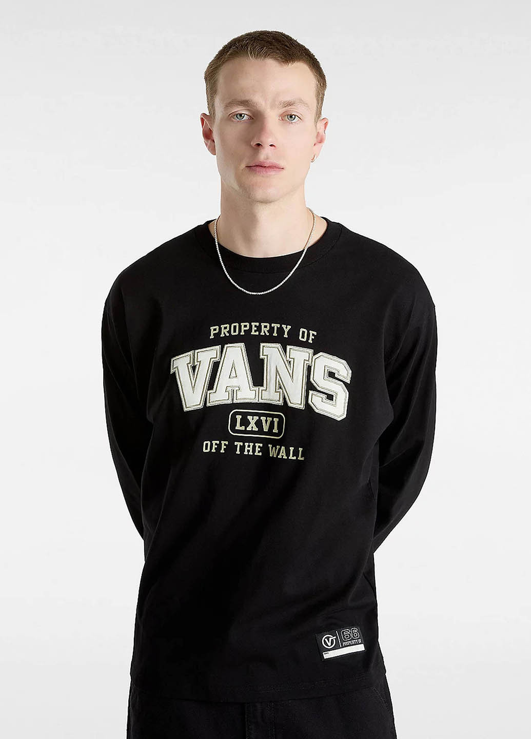 Черный демисезонный кэжуал лонгслив Vans с логотипом