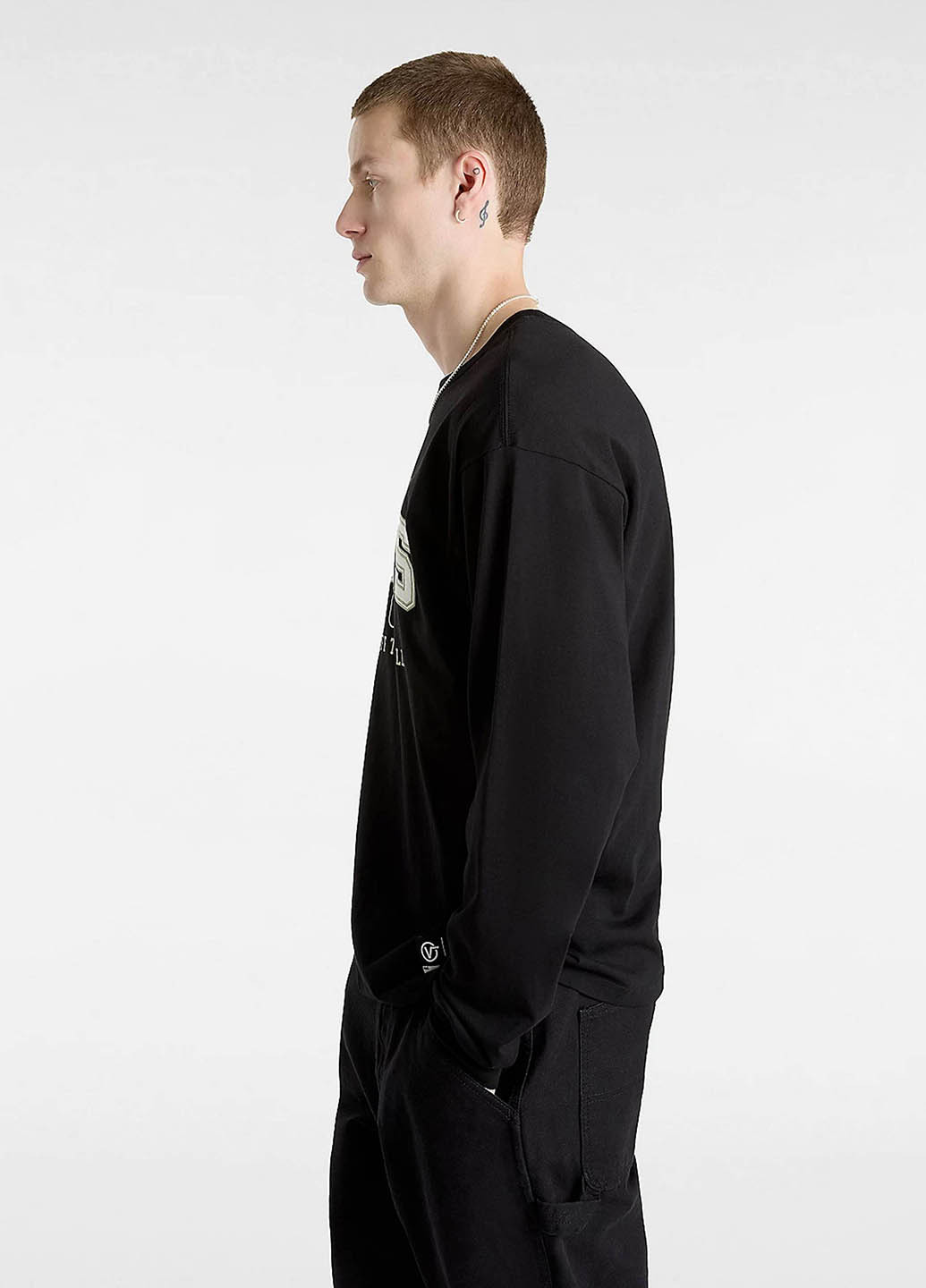 Черный демисезонный кэжуал лонгслив Vans с логотипом