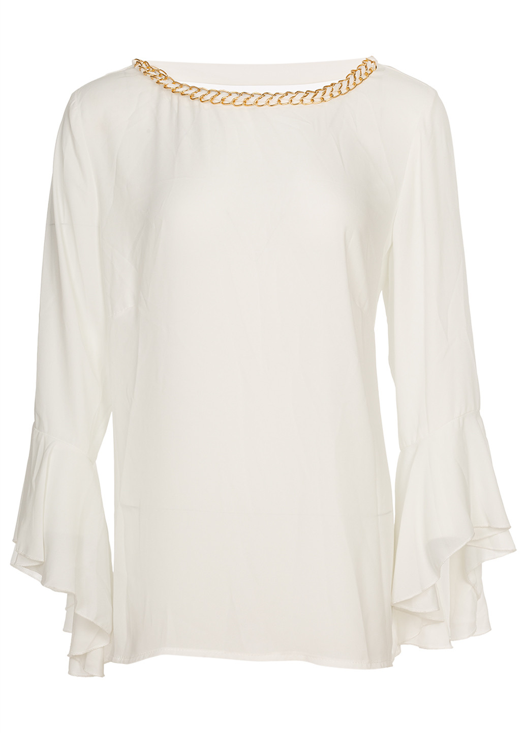 Біла літня шифонова жіноча блузка з довгими рукавами. Rinascimento