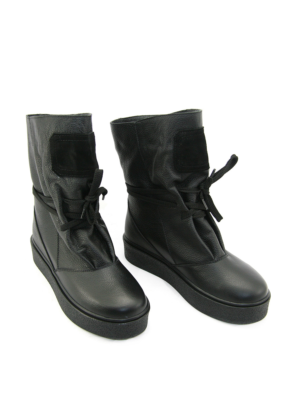 Черные зимние полусапоги Mila