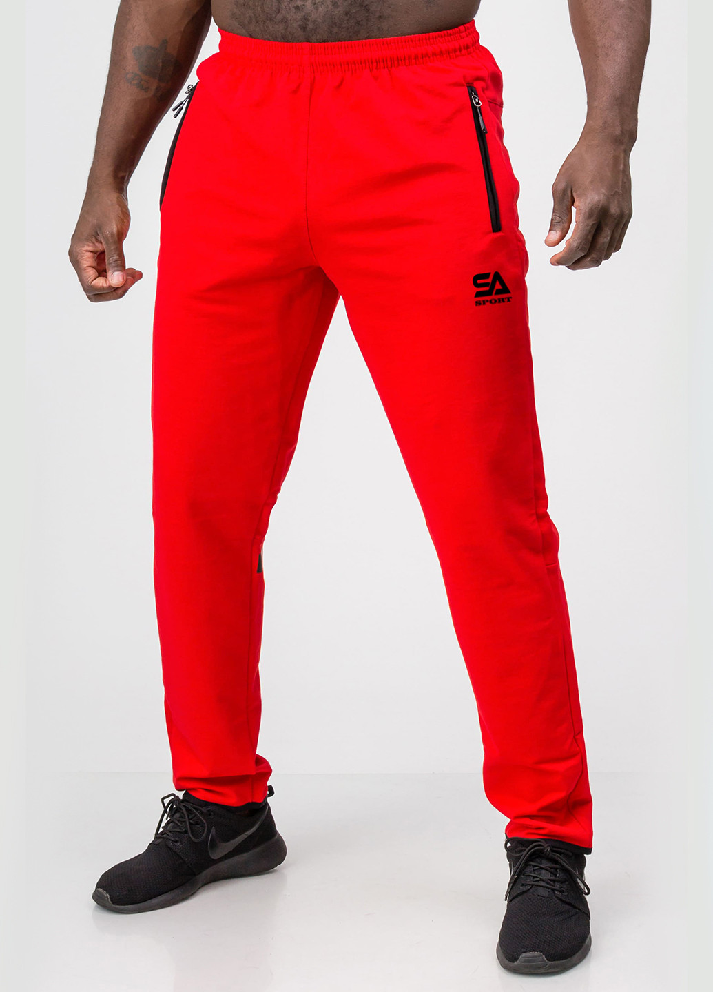 Красные спортивные демисезонные зауженные брюки SA-sport