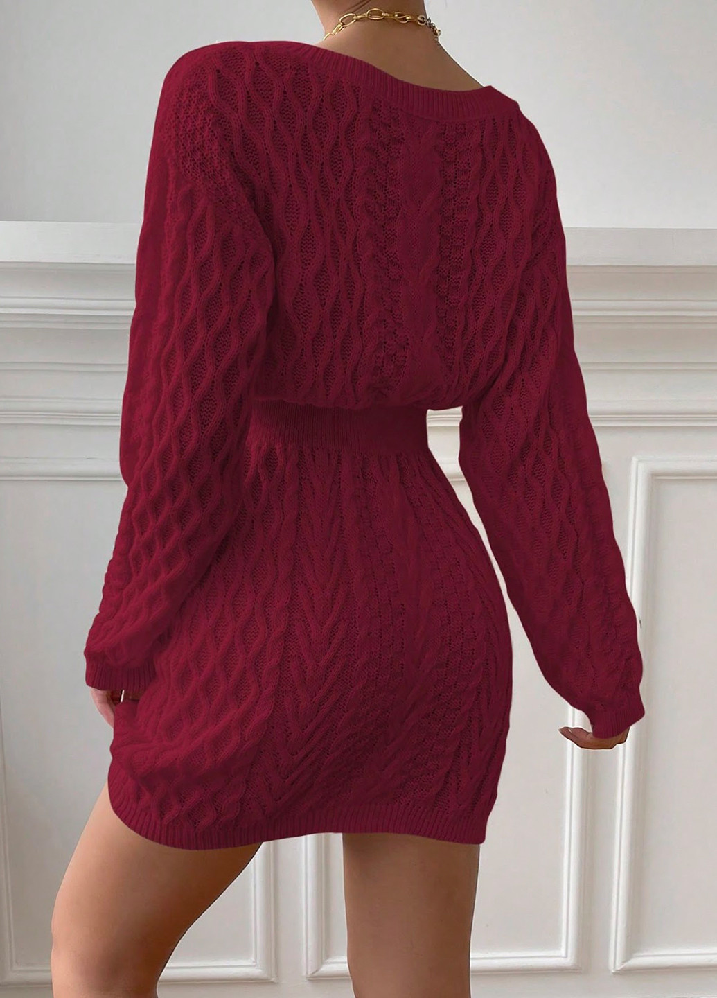 Бордова кежуал сукня SHEIN однотонна