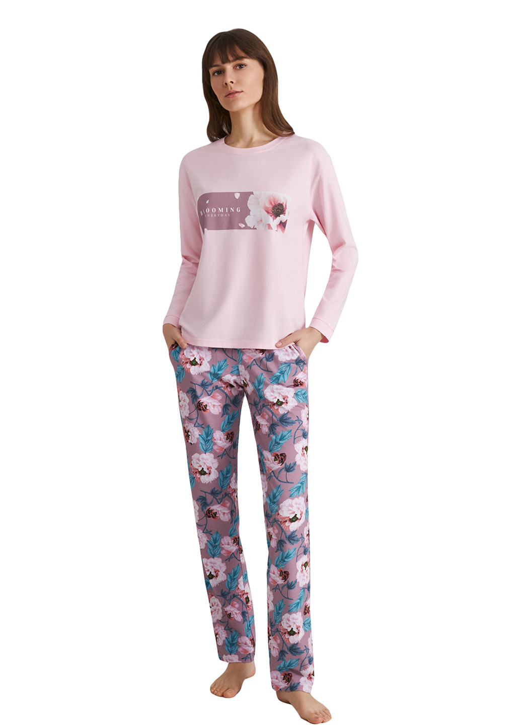 Светло-розовая всесезон пижама (лонгслив, брюки) лонгслив + брюки Ellen