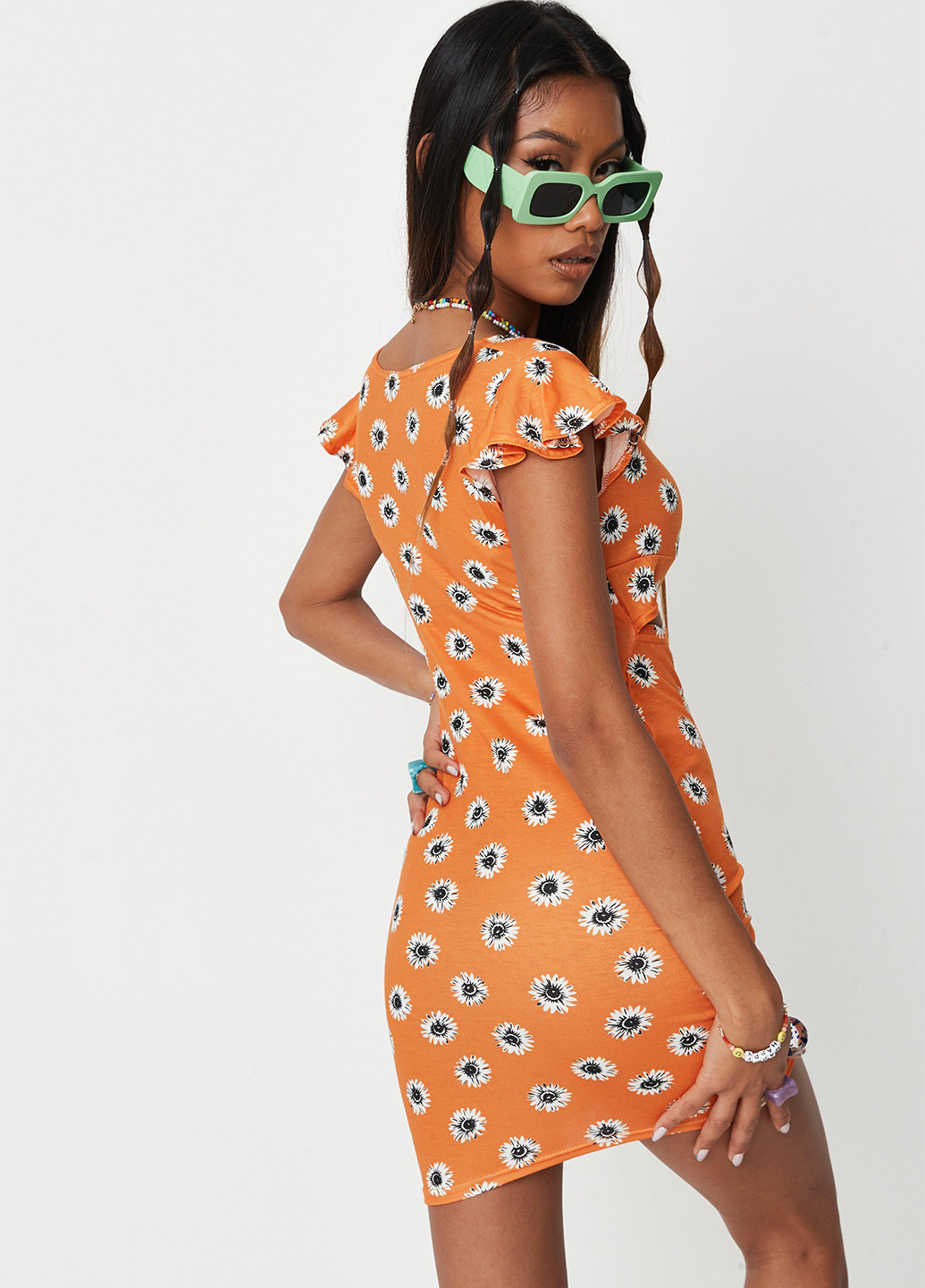 Оранжевое кэжуал платье футляр Missguided с цветочным принтом