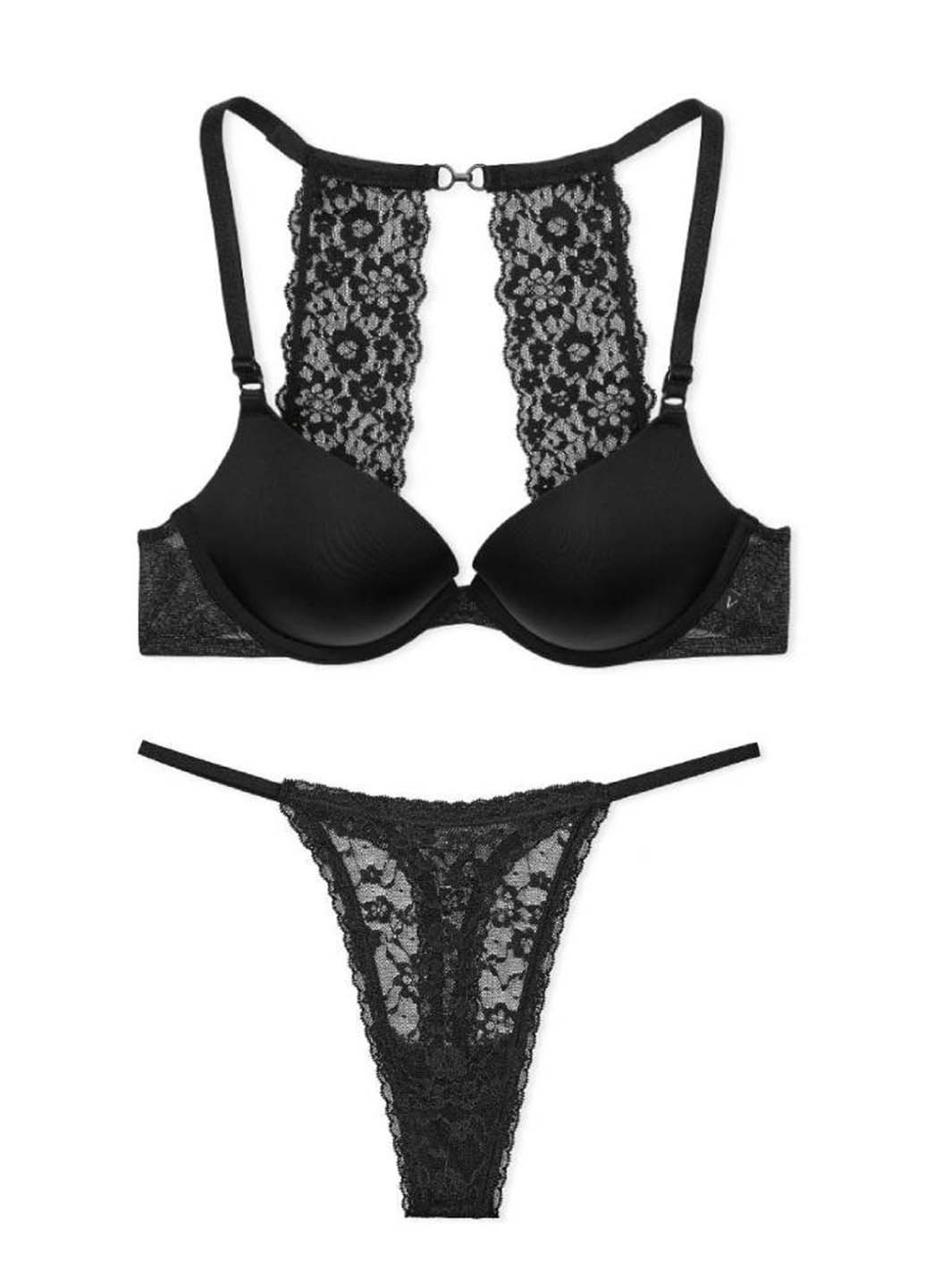 Чорний демісезонний комплект (бюстгальтер, трусики) Victoria's Secret