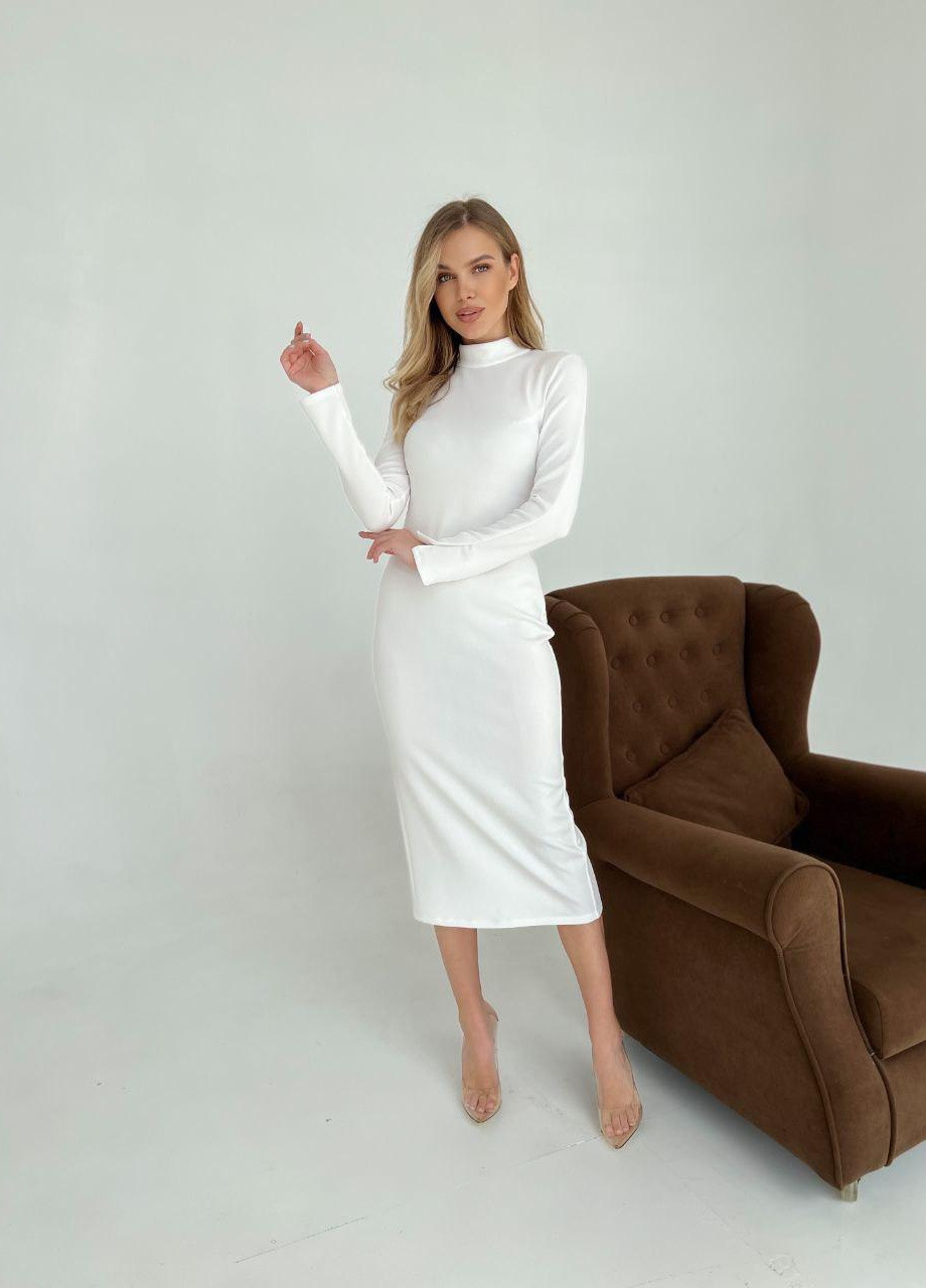 Белое женское платье с открытой спиной молочного цвета р.l 384887 New Trend