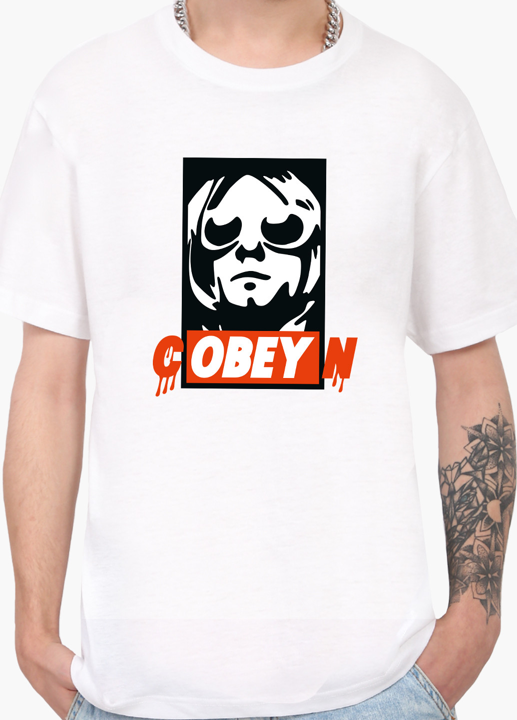 Біла футболка чоловіча курт кобейн (kurt cobain cobeyn) білий (9223-1990) xxl MobiPrint