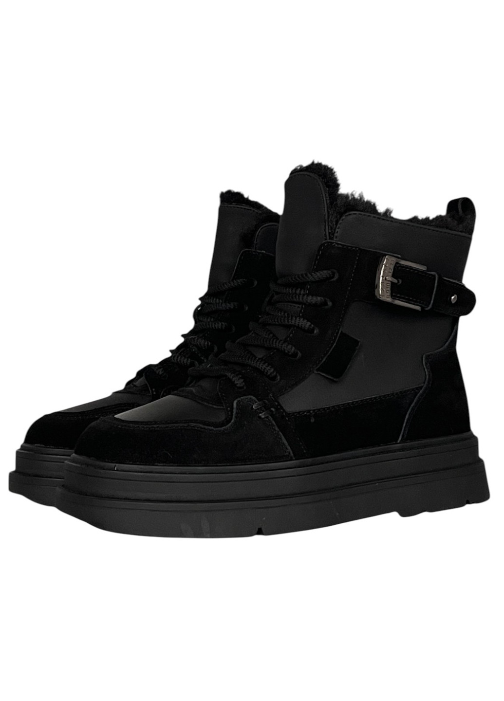 Зимние ботинки ALLSY со шнуровкой, с пряжкой, с мехом из натуральной замши