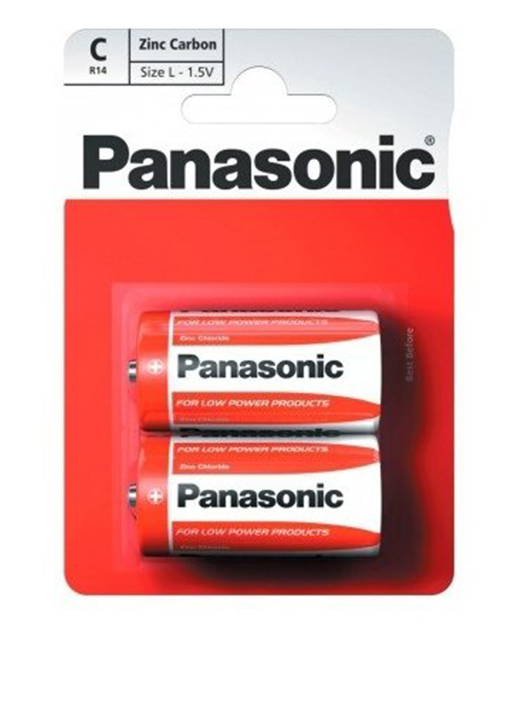 Батарейка Panasonic RED ZINK R14 BLI 2 ZINK-CARBON (R14REL/2BPR) красные