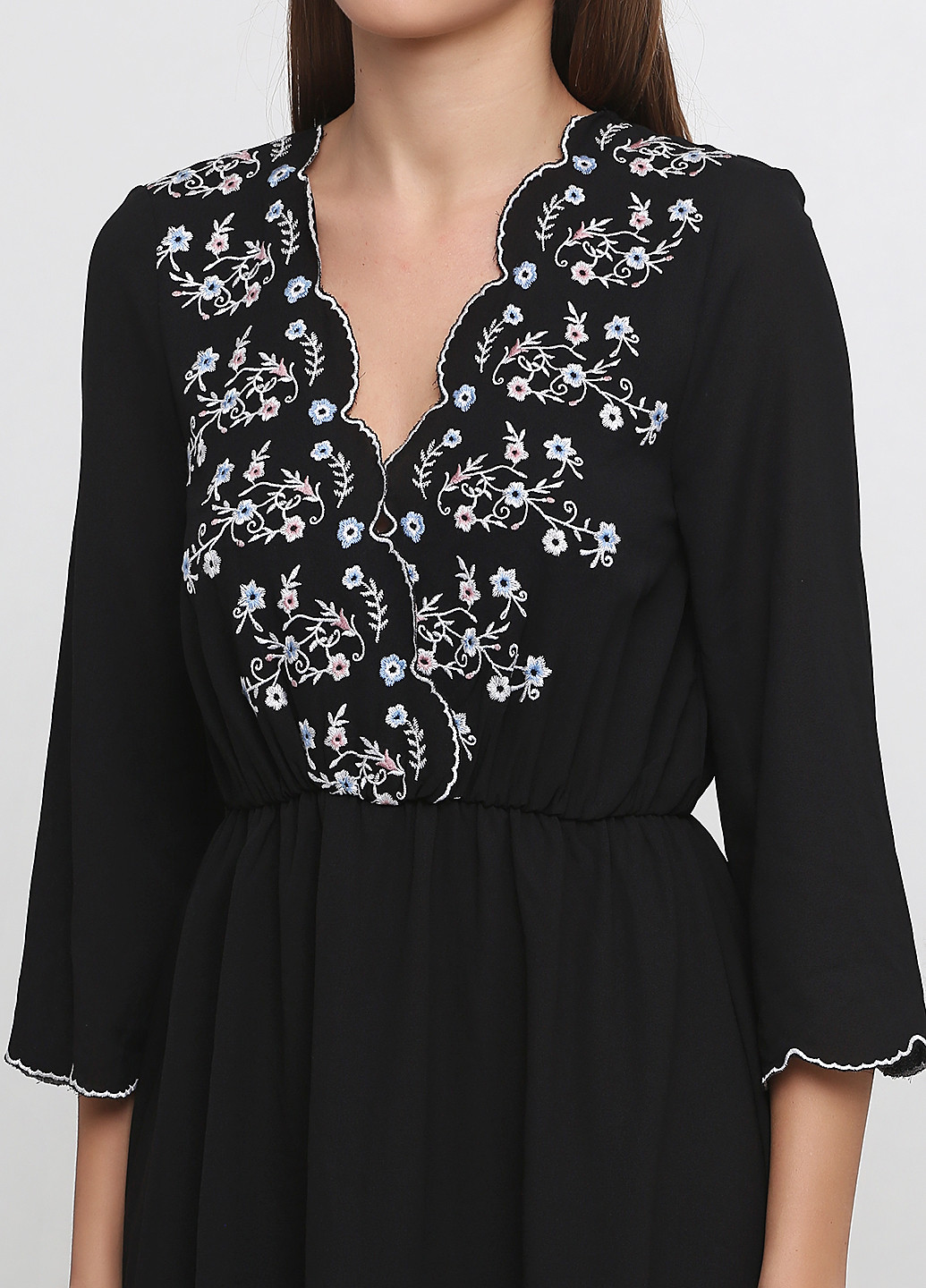 Черное кэжуал платье H&M с цветочным принтом