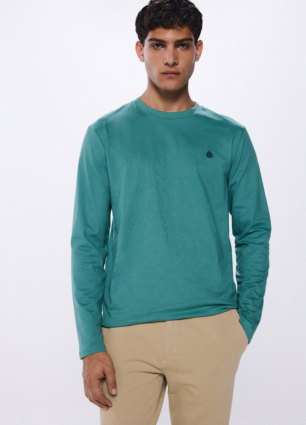 Мятный демисезонный кэжуал лонгслив Springfield однотонный