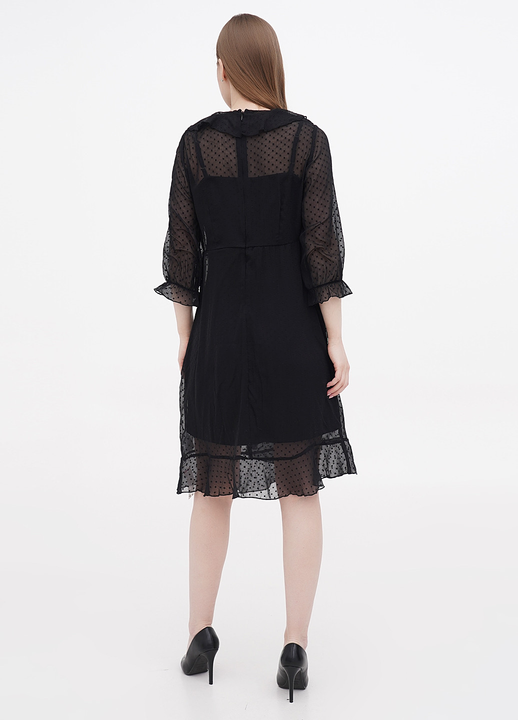 Чорна кежуал сукня на запах Fair Lady однотонна