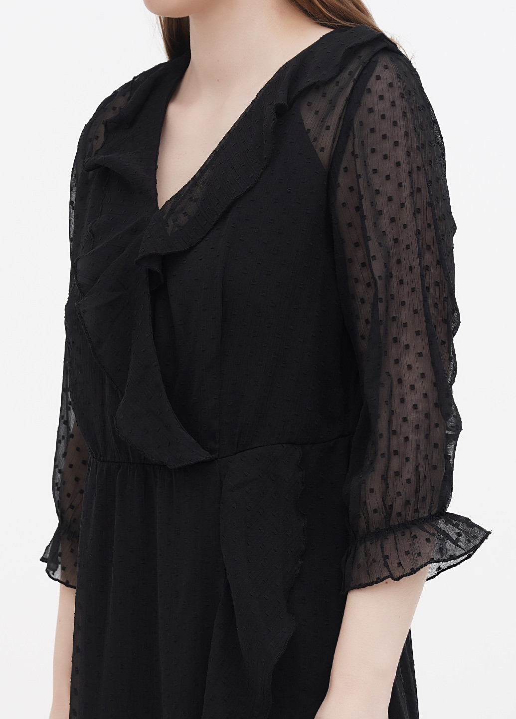 Чорна кежуал сукня на запах Fair Lady однотонна