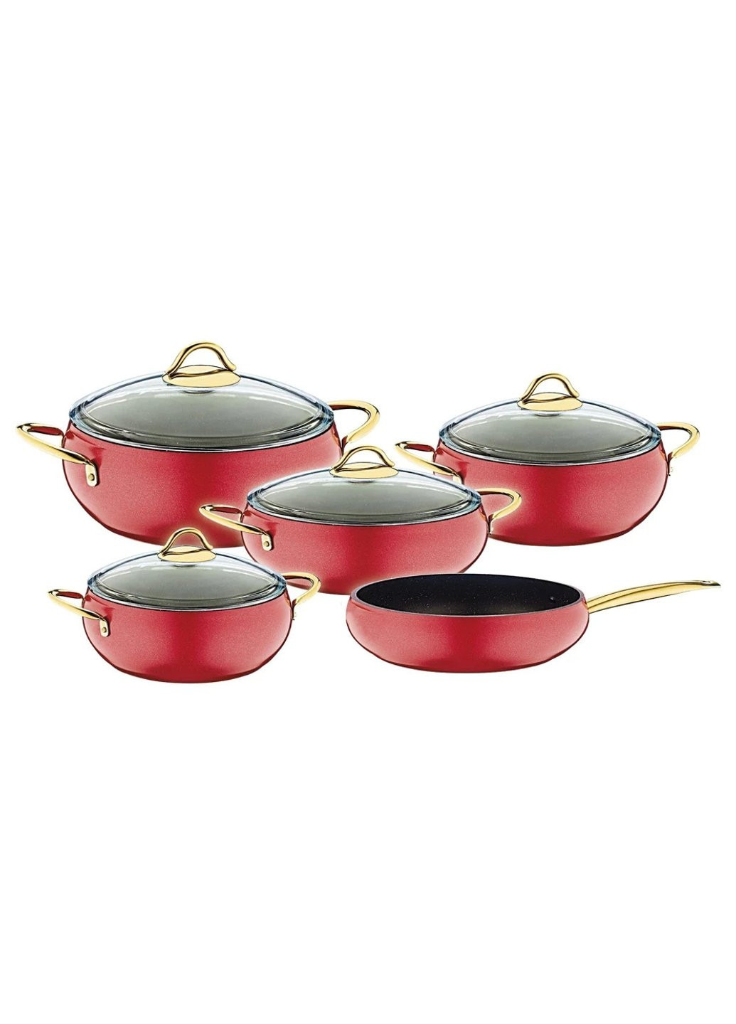 Набір посуду 3040-Red 9 предметів червоний OMS (254651320)