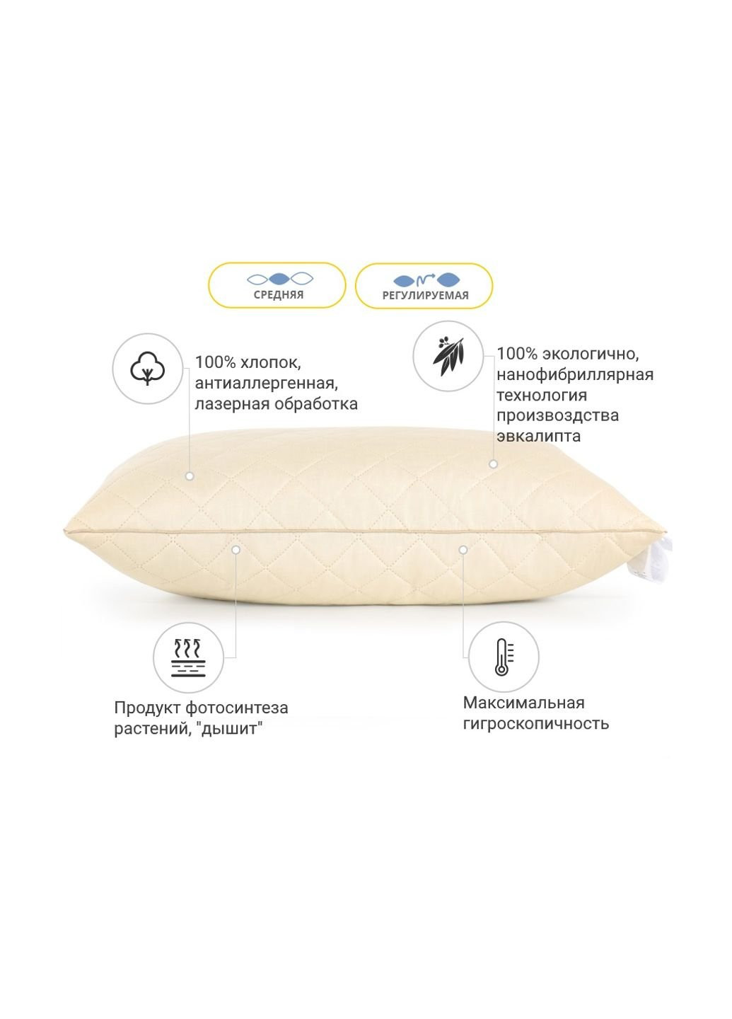 Подушка Carmela №622 з евкаліптом Середня 50х70 см (2200000852090) Mirson (254074824)