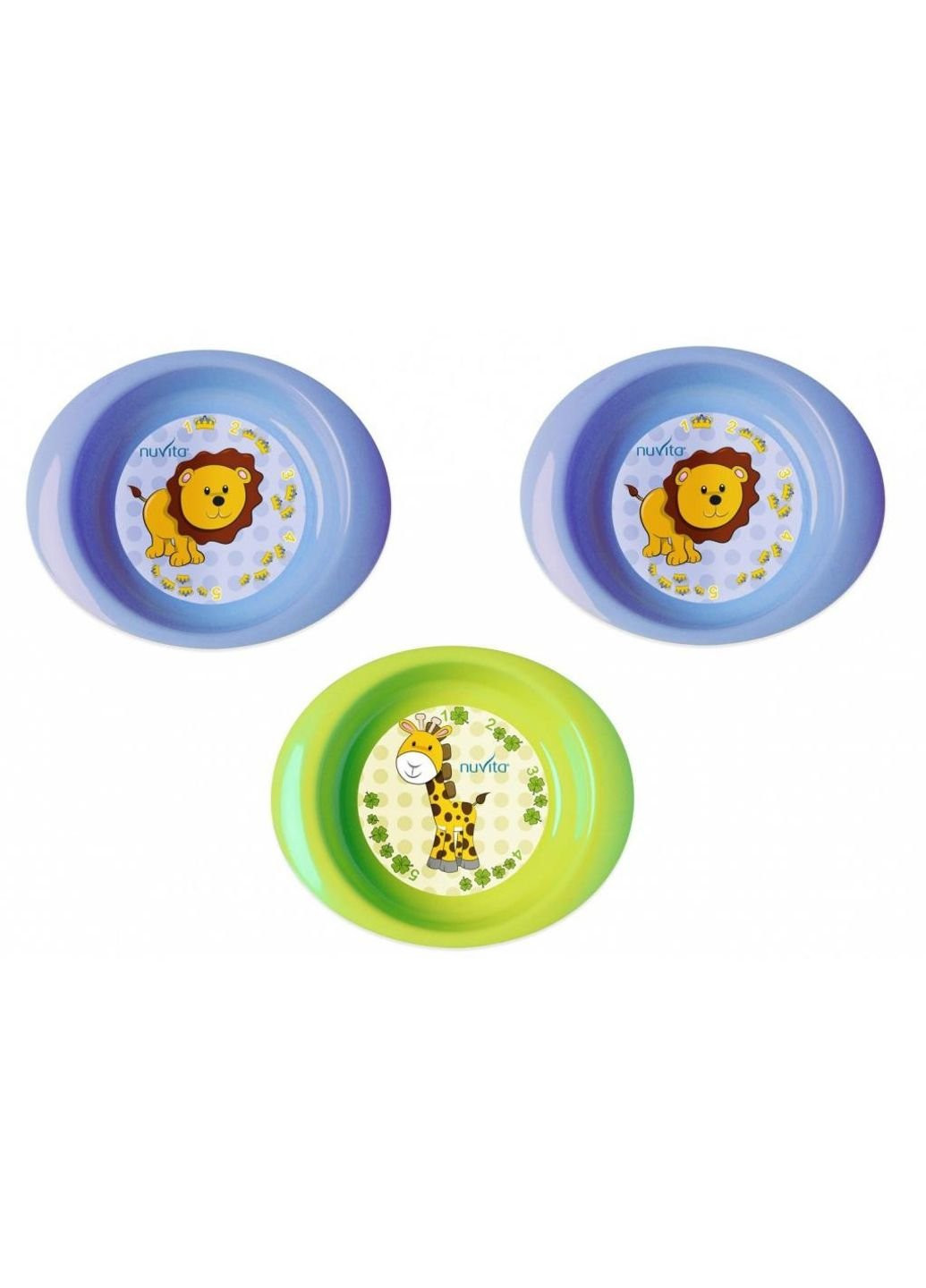 Набір дитячого посуду тарілочки 6м+ 3шт. глибокі сині та салатова Nuvita (252233385)