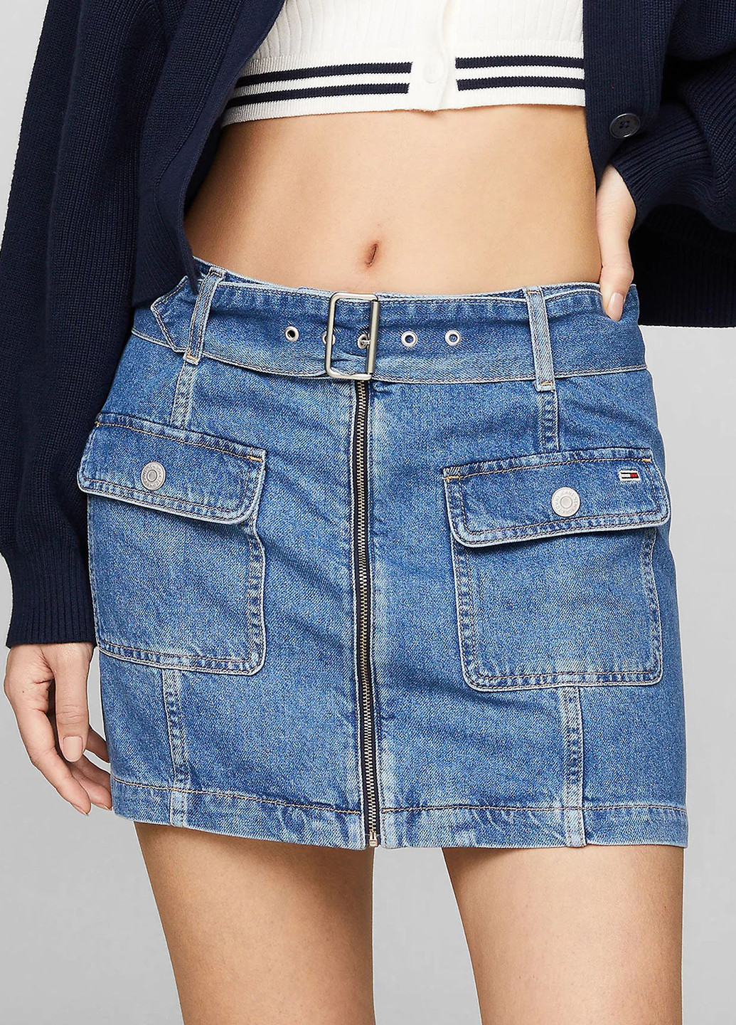 Синяя джинсовая однотонная юбка Tommy Jeans