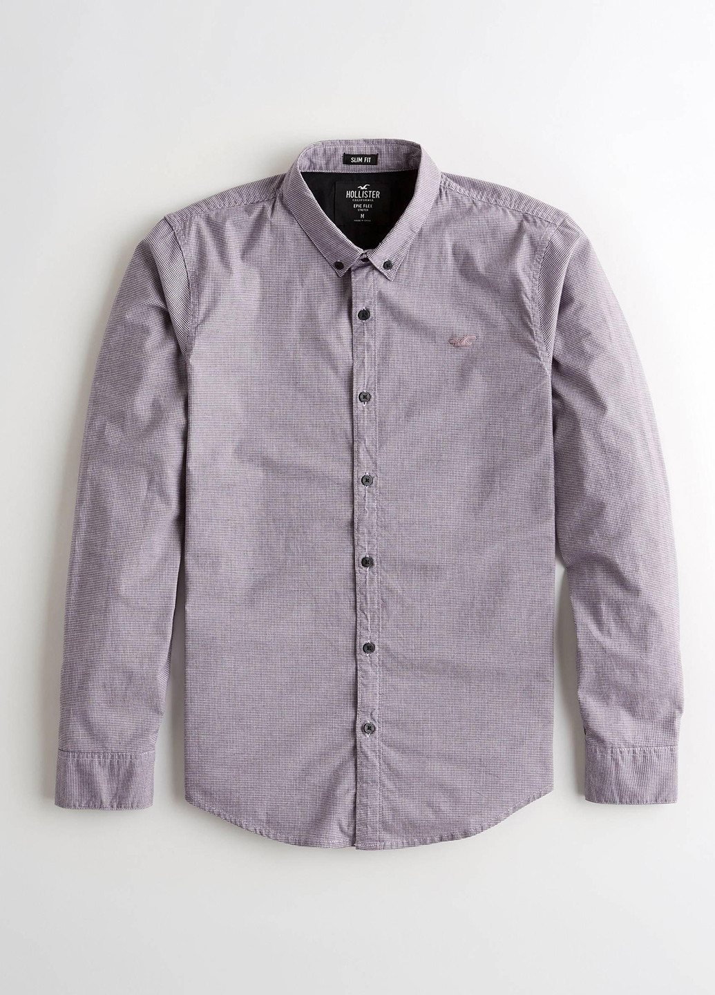 Фиолетовая кэжуал рубашка с узором "гусиная лапка" Hollister