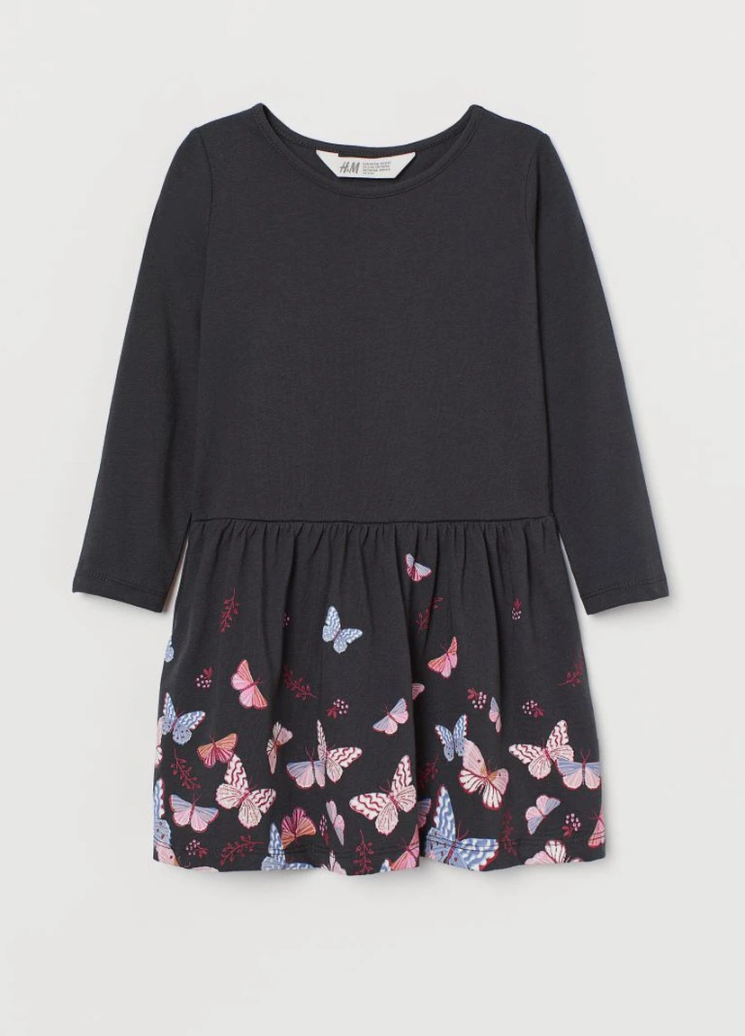 Тёмно-серое трикотажное платье H&M (221725379)
