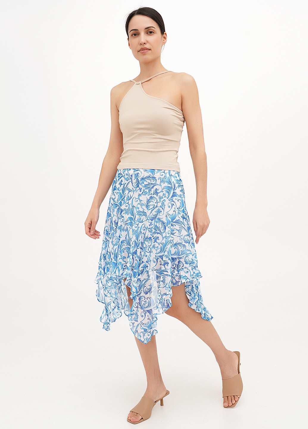 Голубая кэжуал цветочной расцветки юбка Vicolo