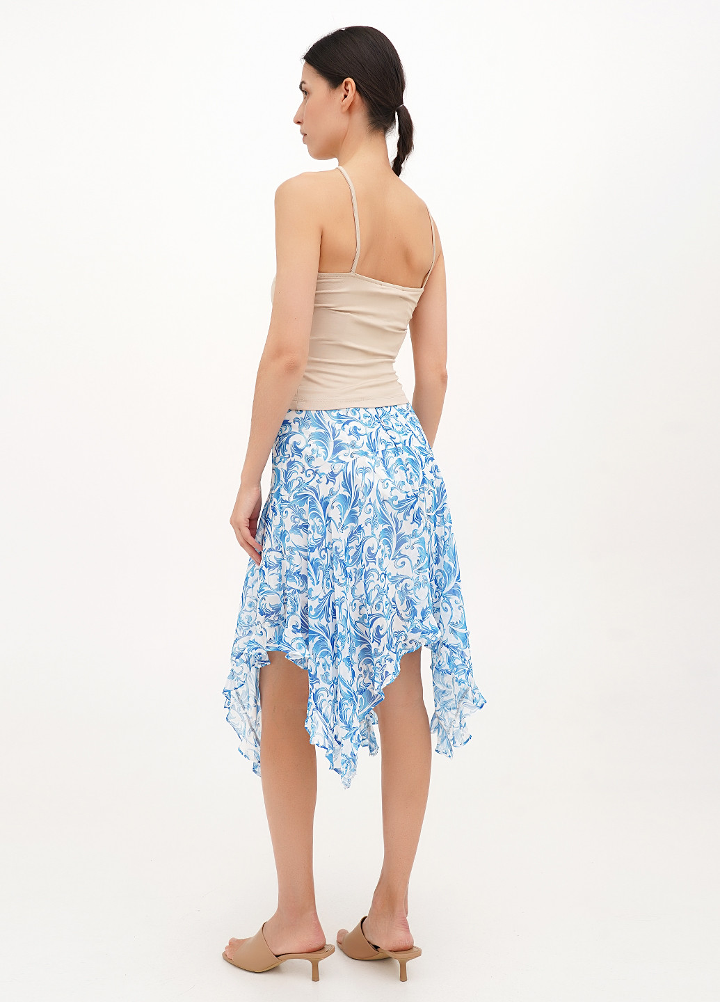 Голубая кэжуал цветочной расцветки юбка Vicolo