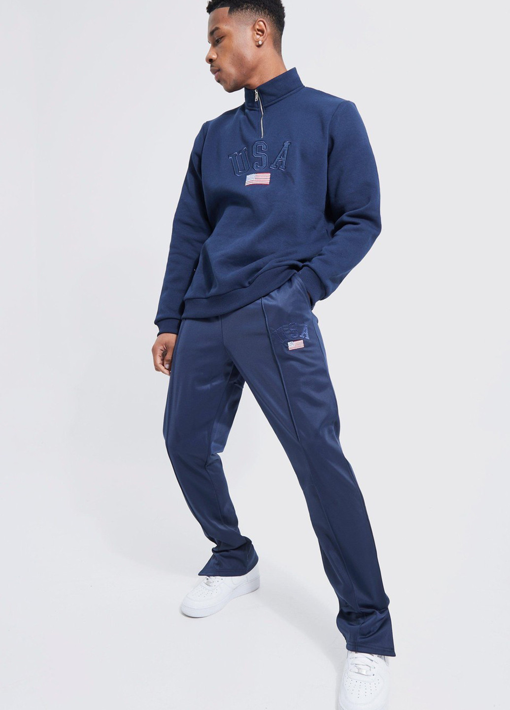 Синие спортивные демисезонные зауженные брюки Boohoo