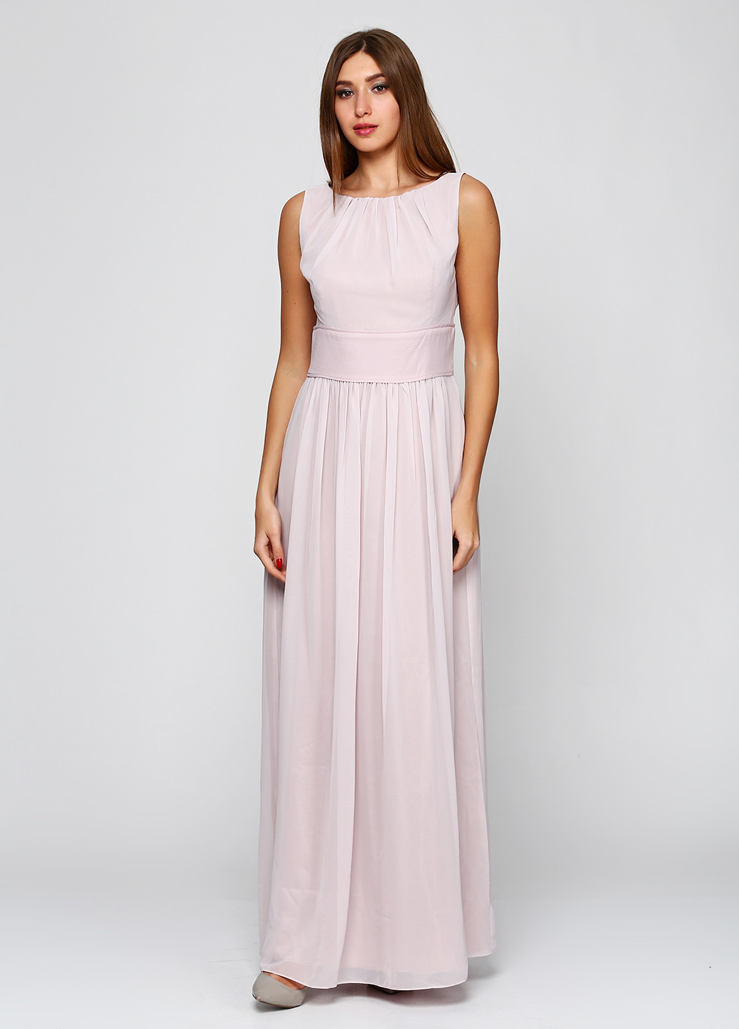 Светло-розовое вечернее платье макси Swing однотонное