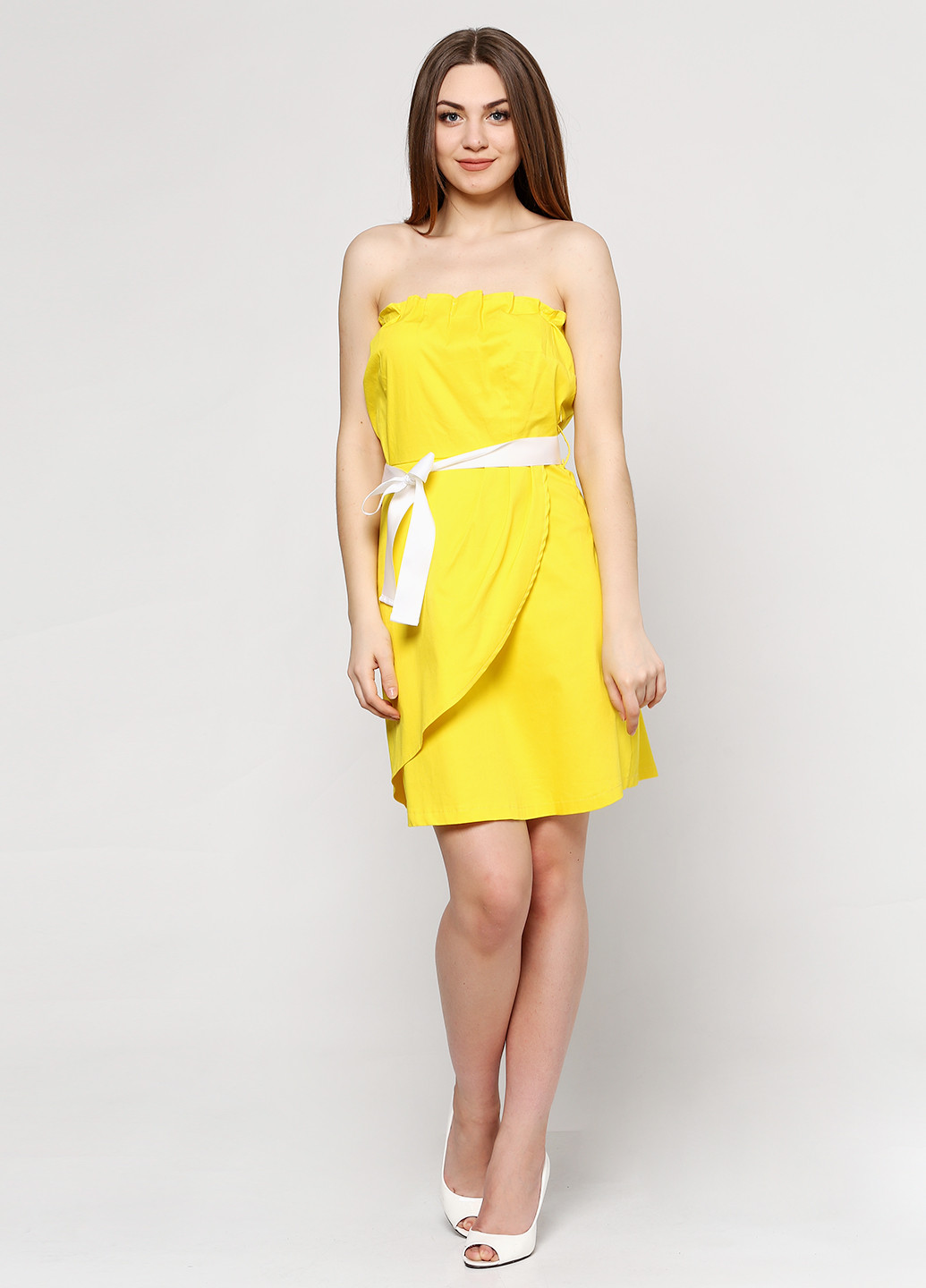 Желтое кэжуал платье S3SS однотонное