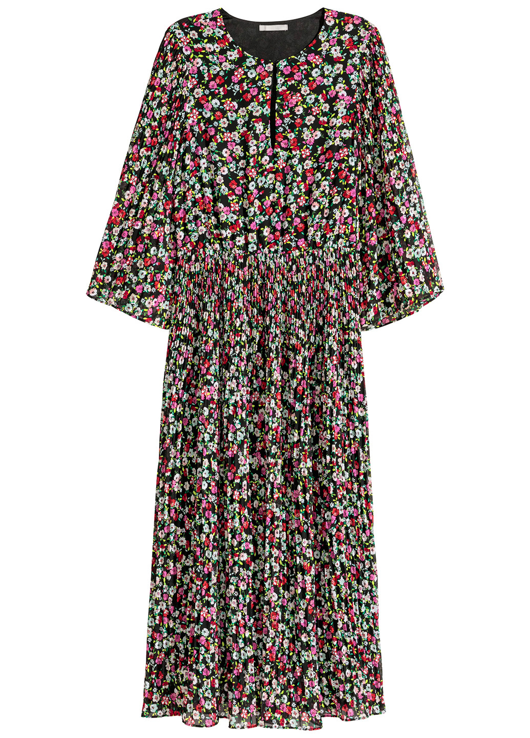 Комбинированное кэжуал платье миди H&M с цветочным принтом