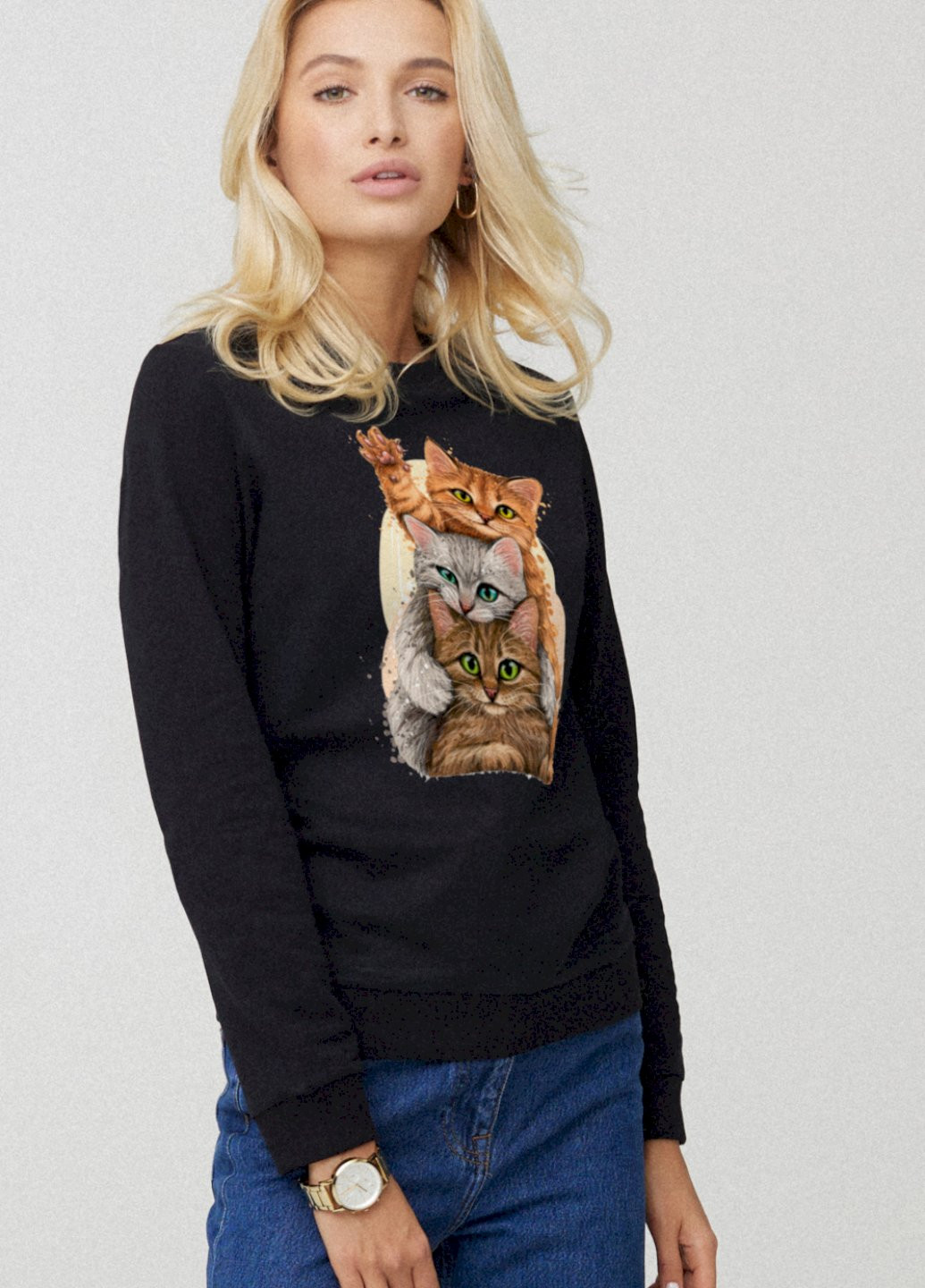 Черный світшот жіночий basic /no flis/ YAPPI (254658636)