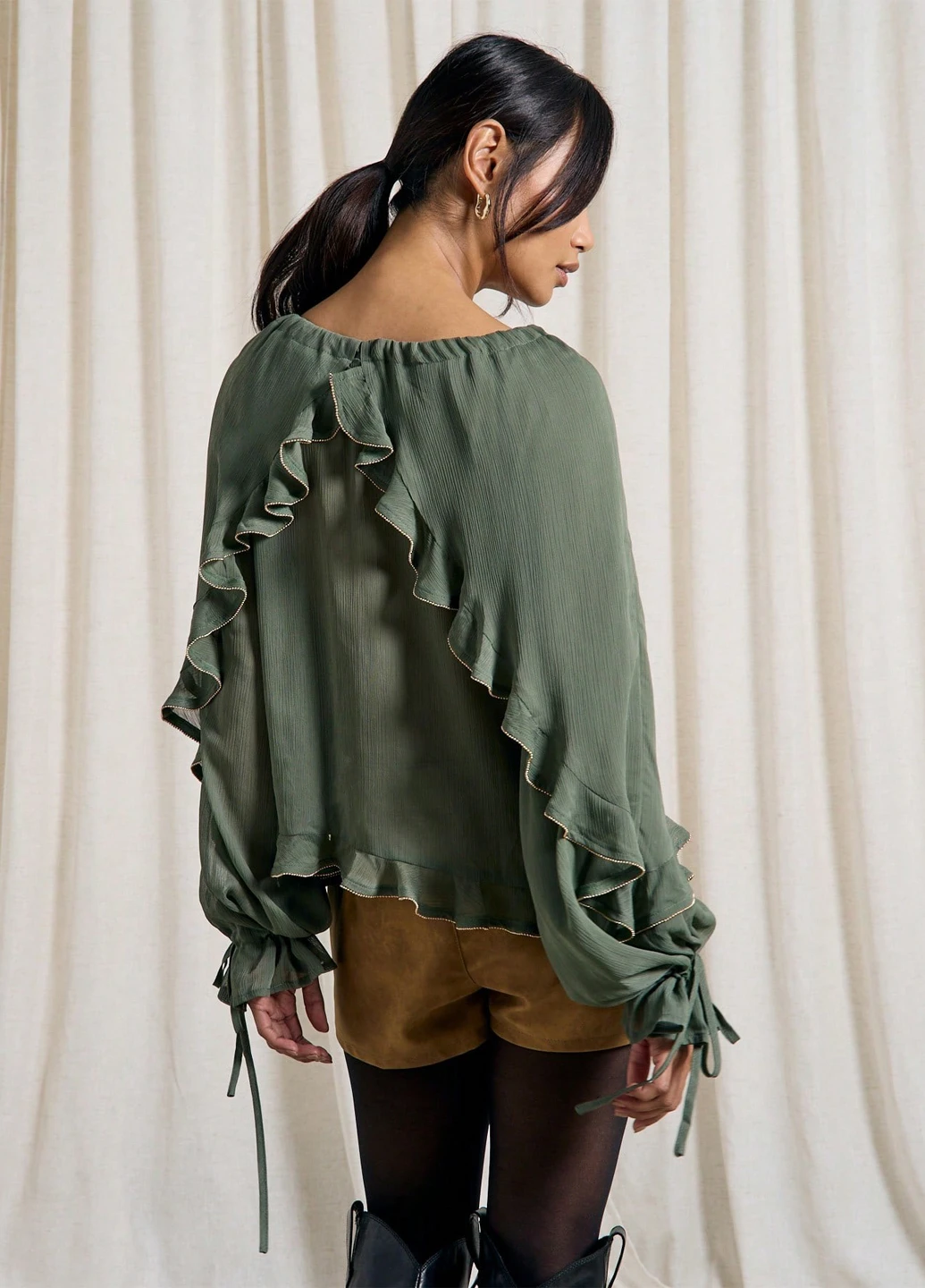 Хаки блуза SHEIN