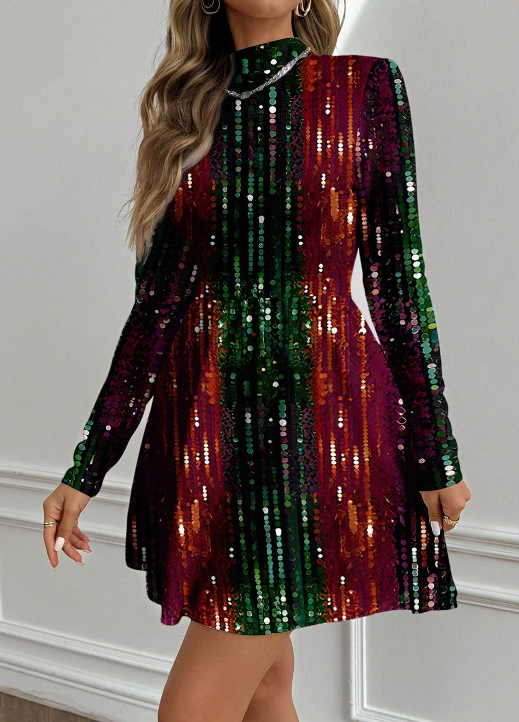 Комбинированное вечернее платье а-силуэт SHEIN колор блок