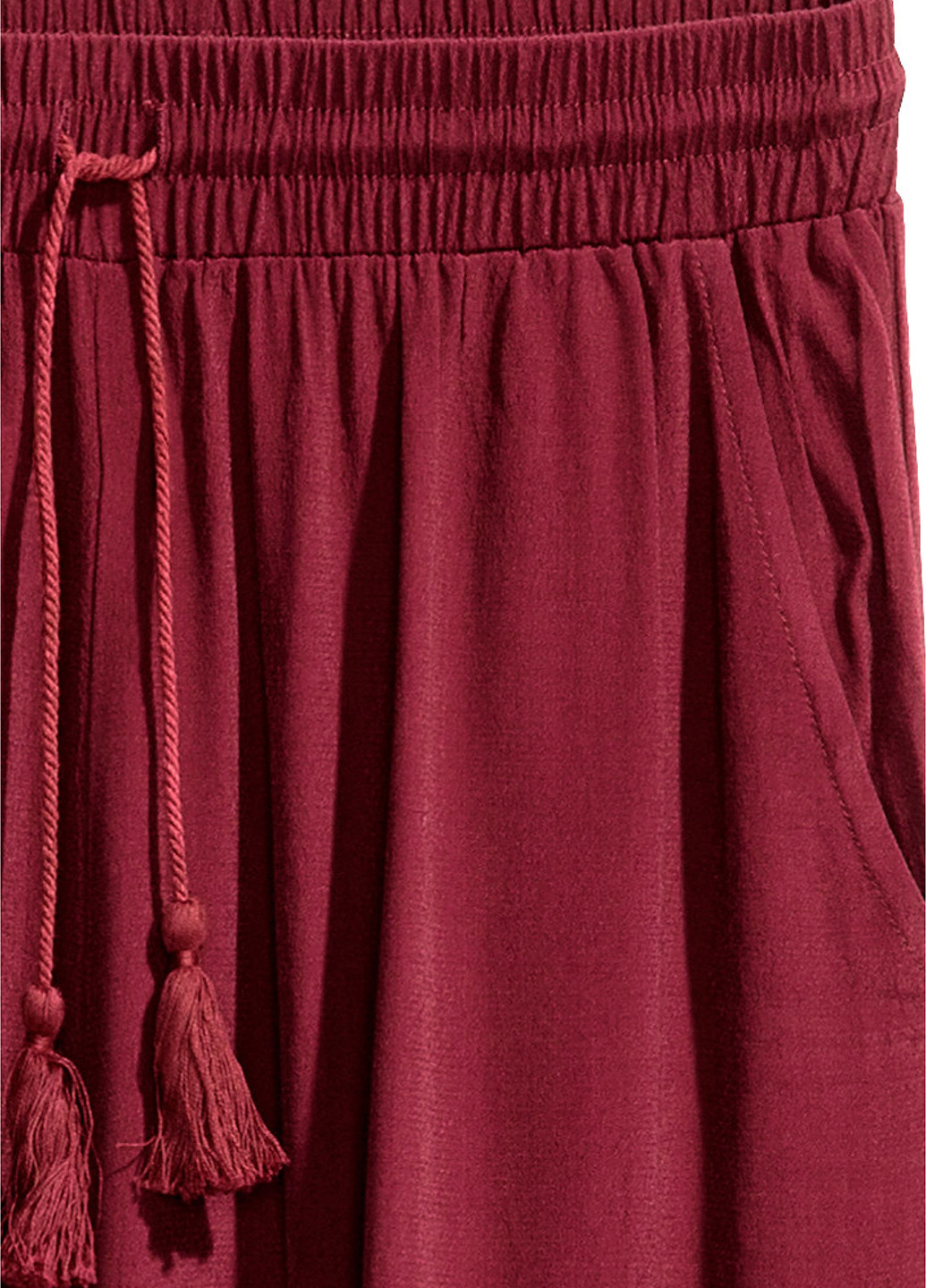 Бордовая кэжуал однотонная юбка H&M а-силуэта (трапеция)