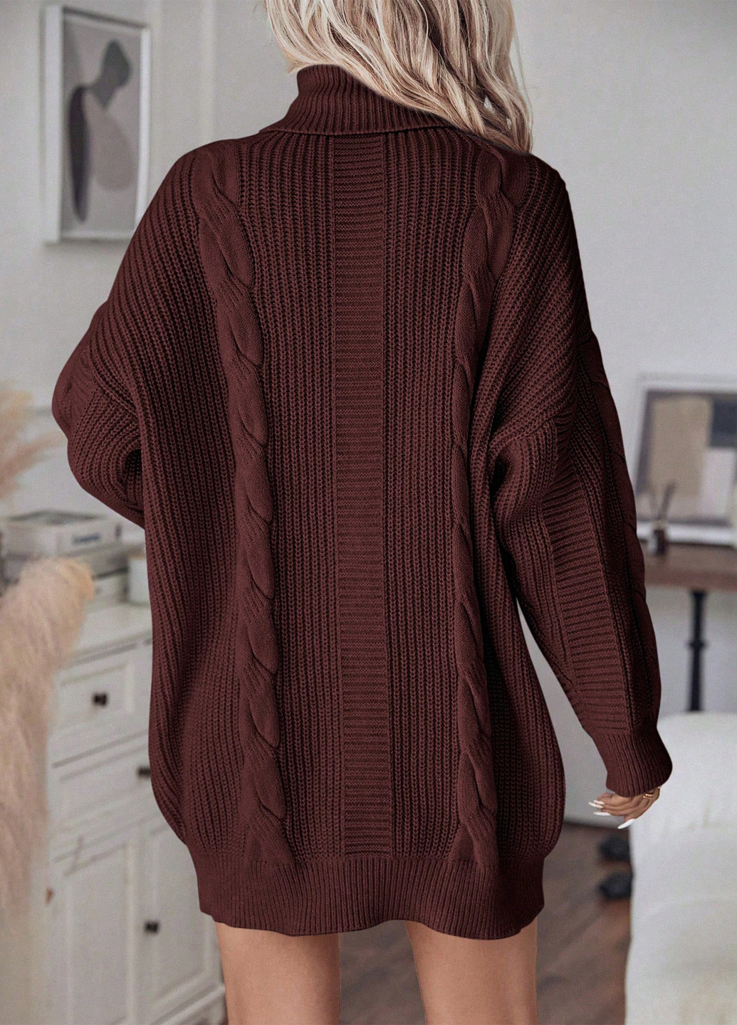 Коричнева кежуал сукня сукня светр SHEIN однотонна