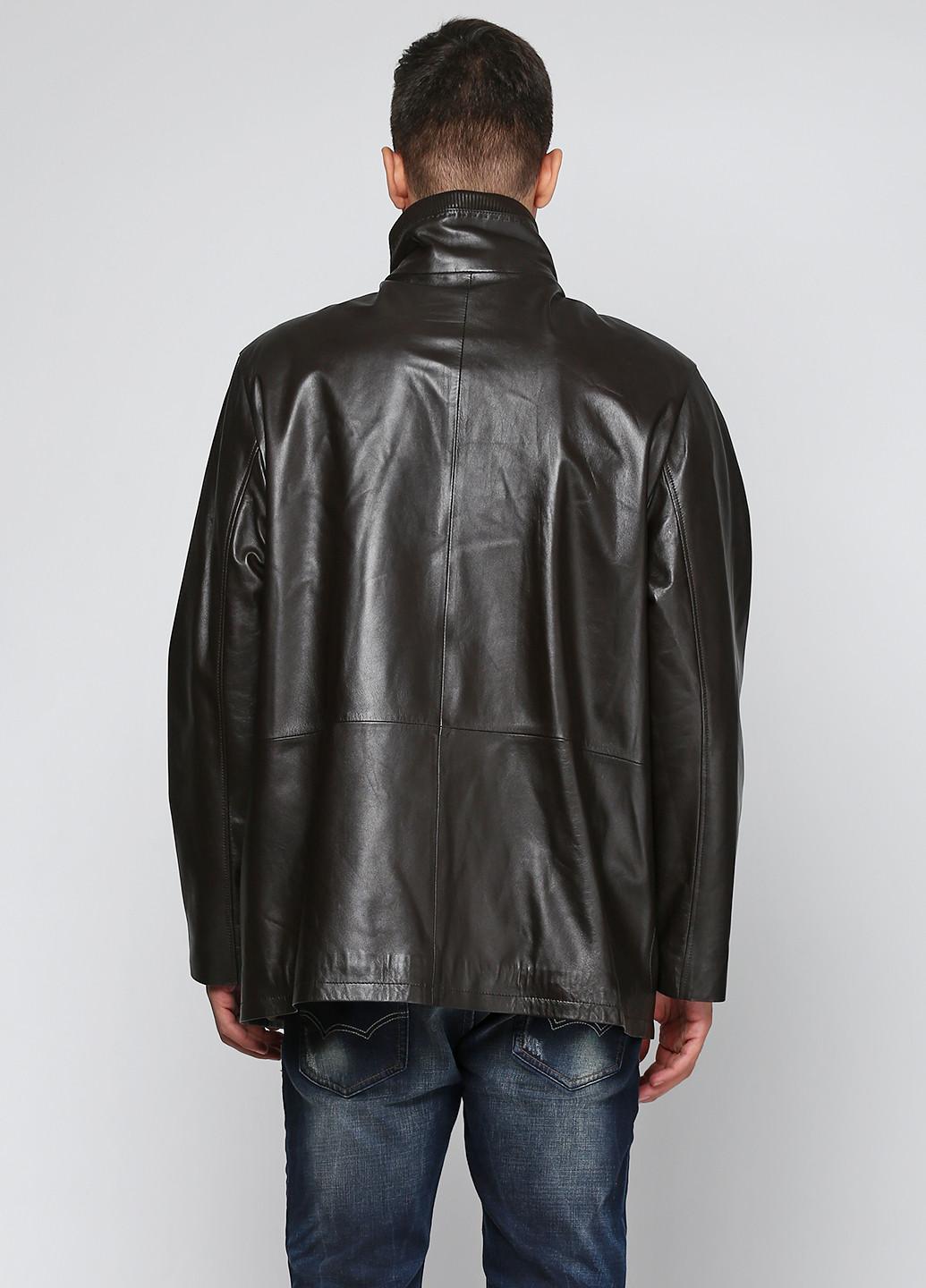 Темно-коричневая демисезонная куртка кожаная Elibol