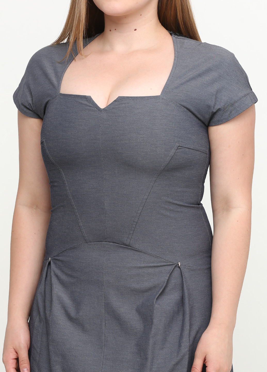 Грифельно-сіра ділова сукня Oblique однотонна