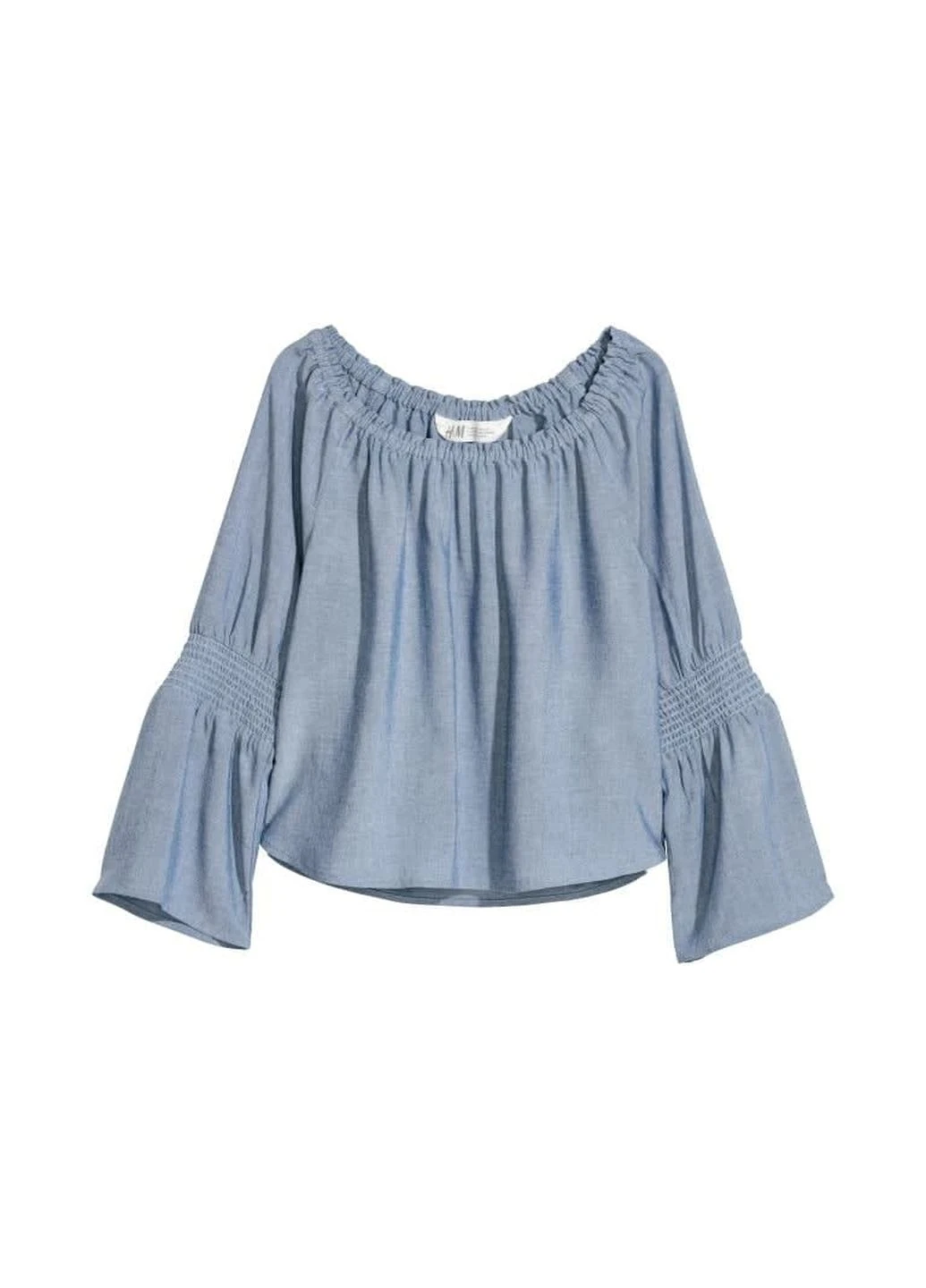 Голубая однотонная блузка H&M демисезонная