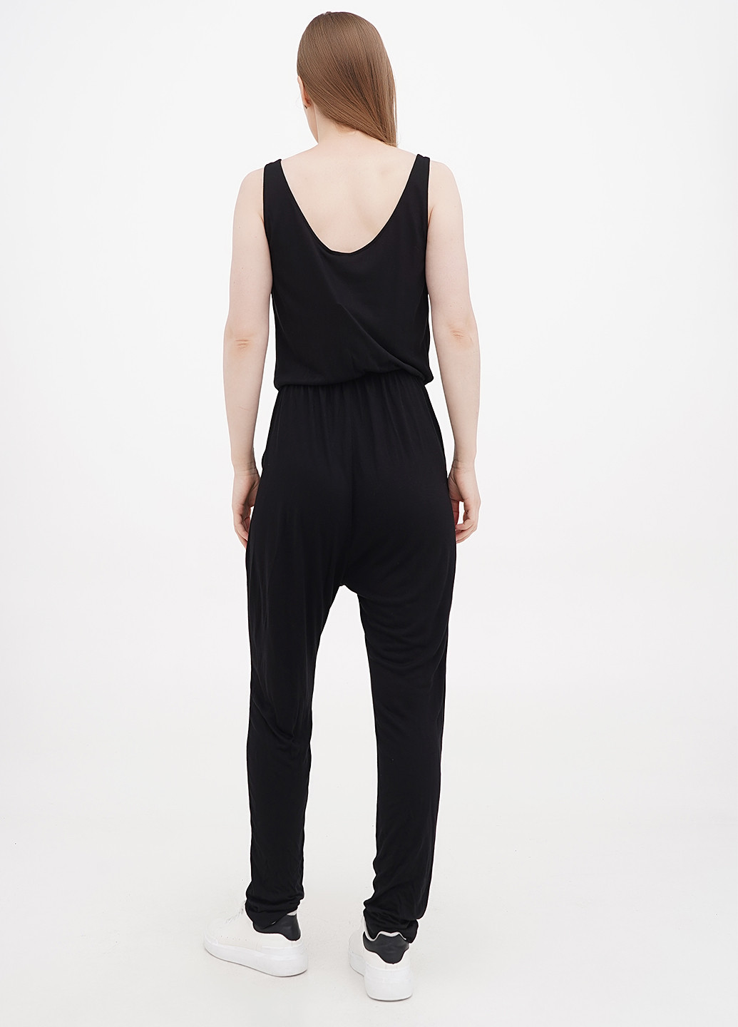 Комбинезон H&M комбинезон-брюки однотонный чёрный кэжуал вискоза