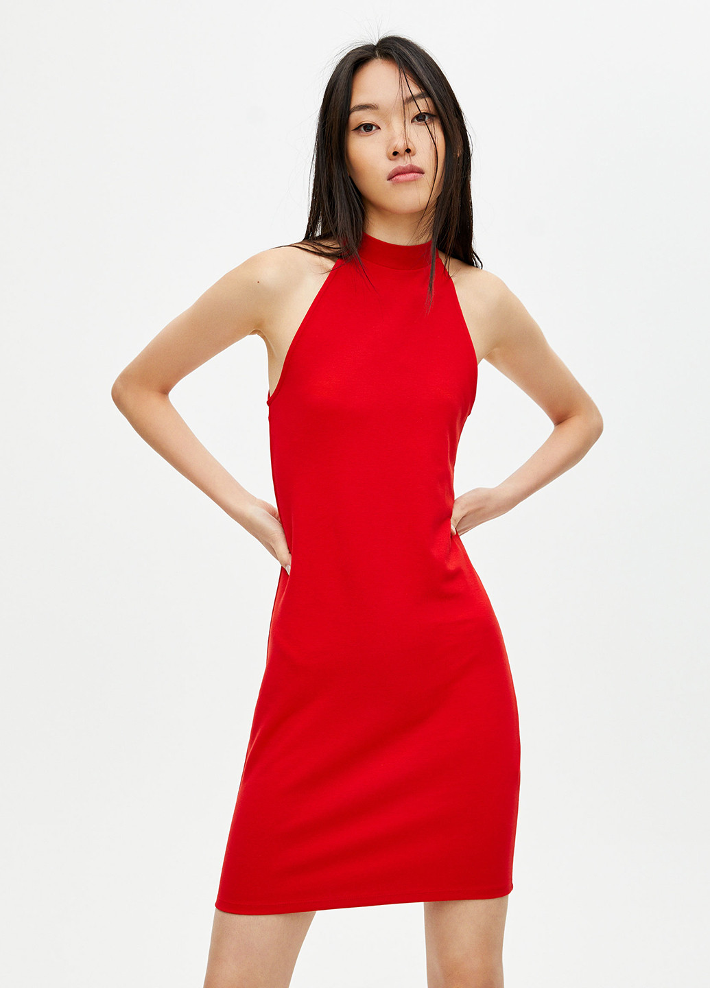 Красное кэжуал платье футляр Pull & Bear однотонное