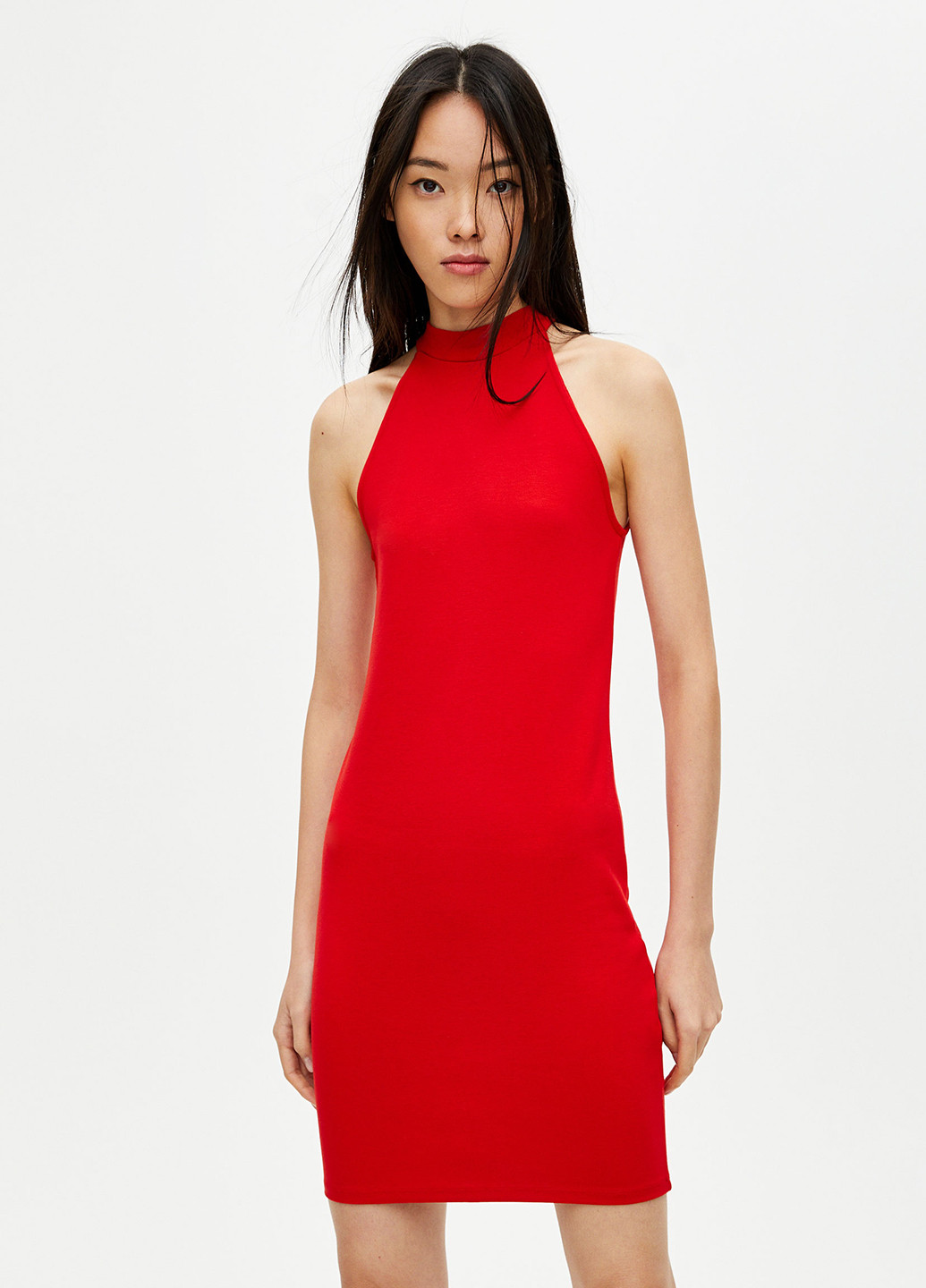 Красное кэжуал платье футляр Pull & Bear однотонное