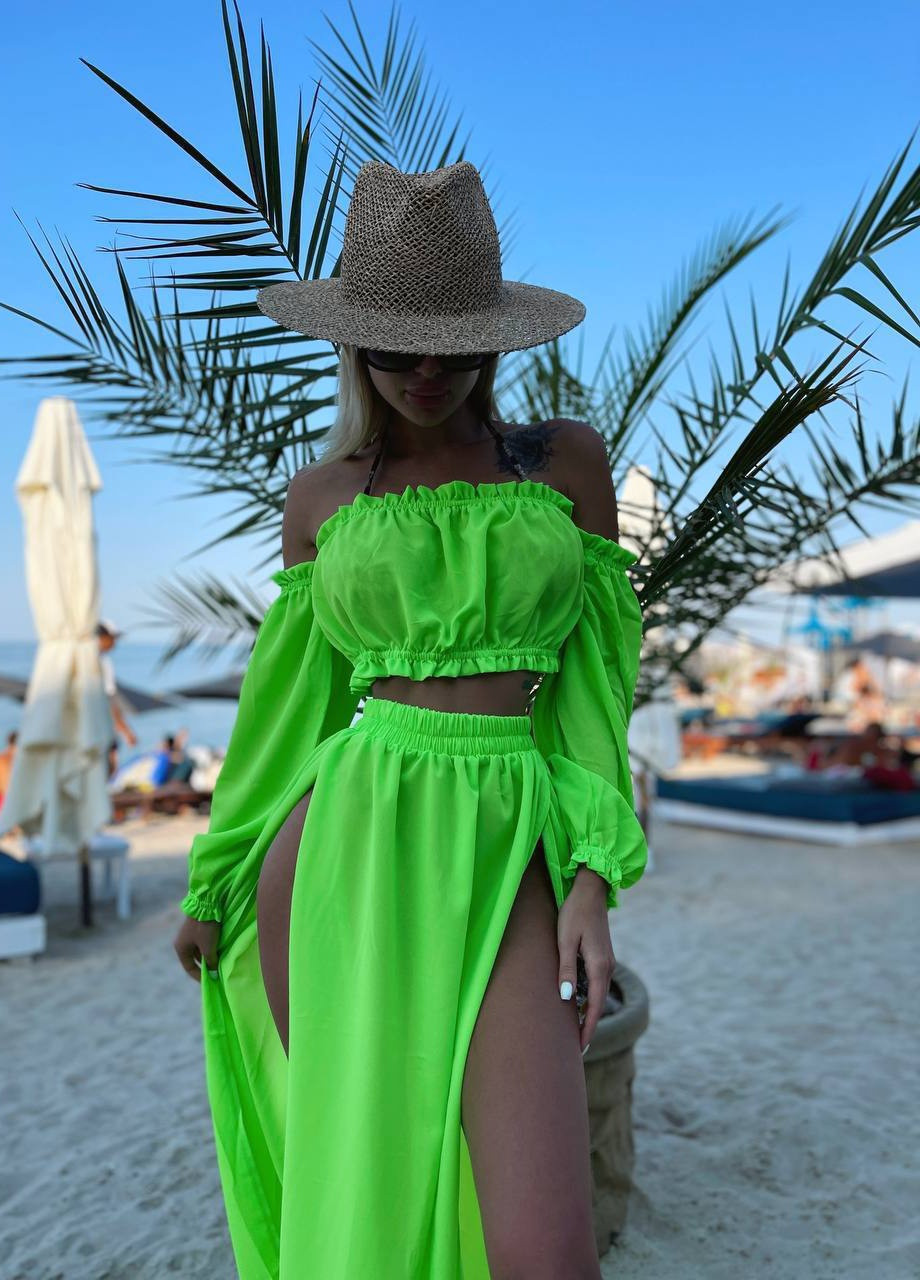 Яркий женский костюм No Brand салатовый пляжный
