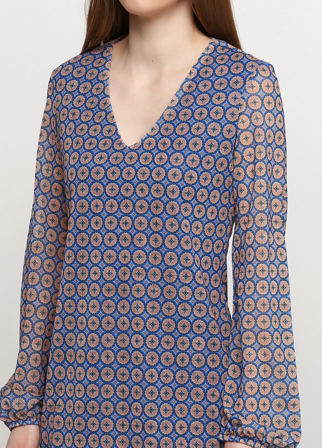 Серо-синее кэжуал платье Mango с геометрическим узором