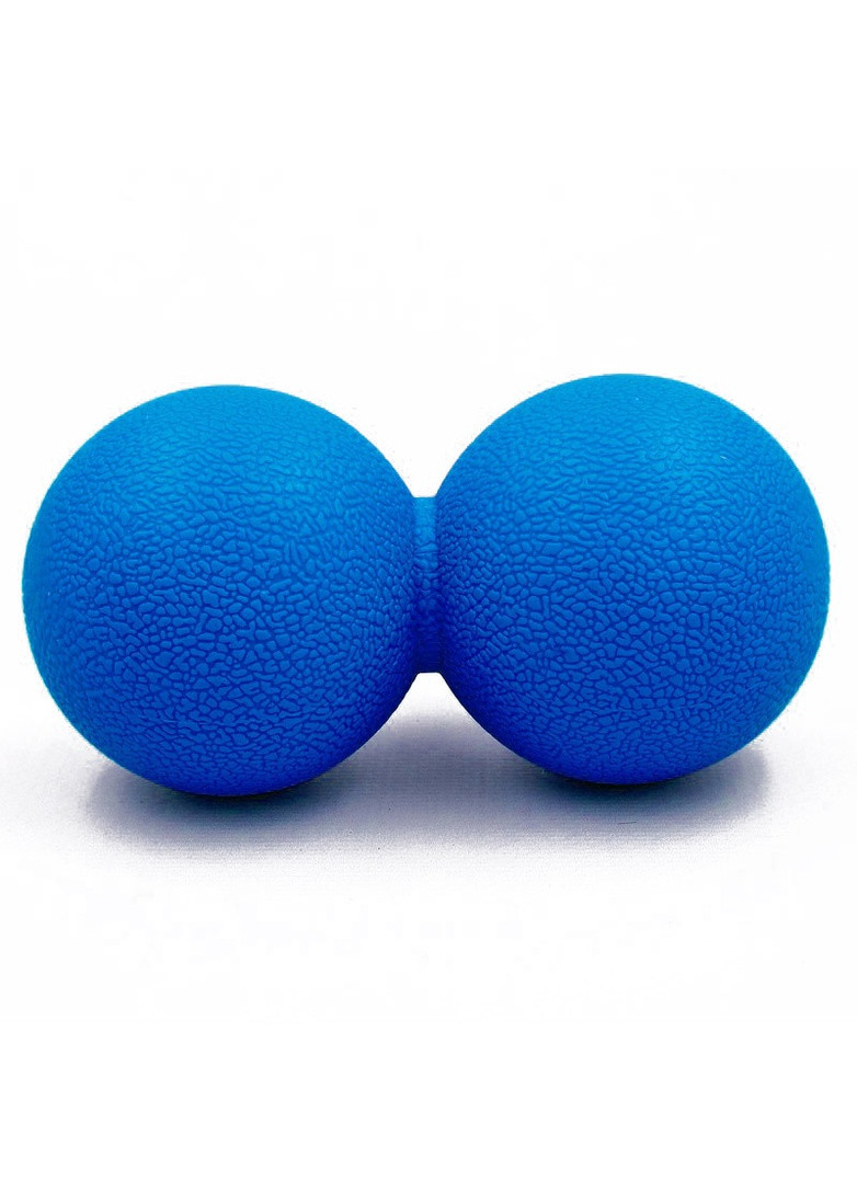 Массажный мячик двойной TPR 6,2х12,5 см синий (мяч для массажа спины, миофасциального релиза и самомассажа) EasyFit (243205397)