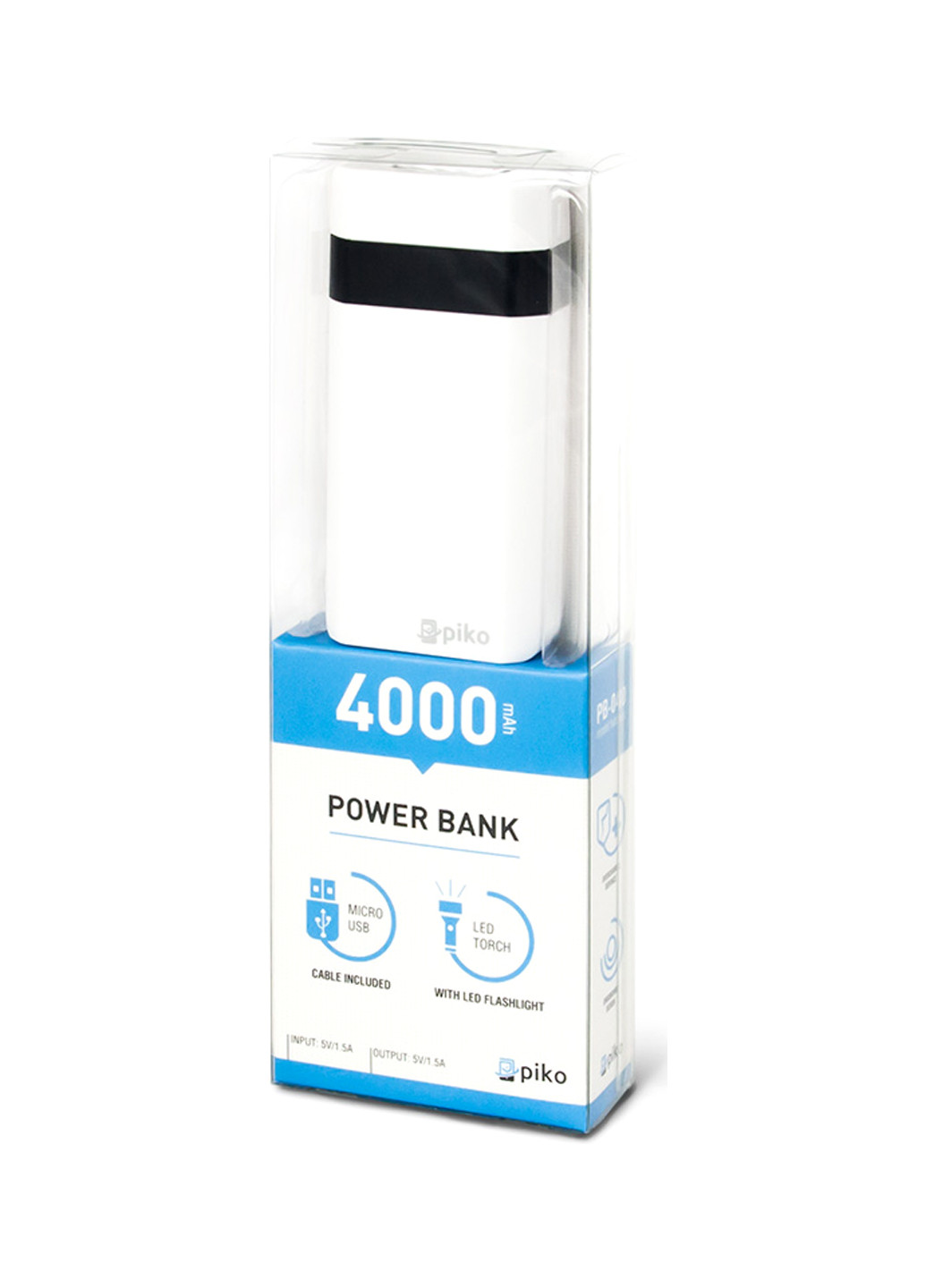 Универсальная батарея (бело-черный) (павербанк) Piko PB-040 4000mAh