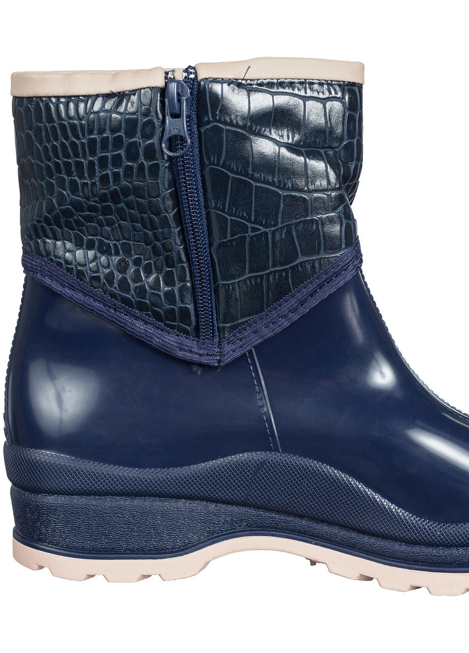 Гумові черевики непромокальні чоботи утеплені флісом по всій довжині сині жіночі W-Shoes (235895349)