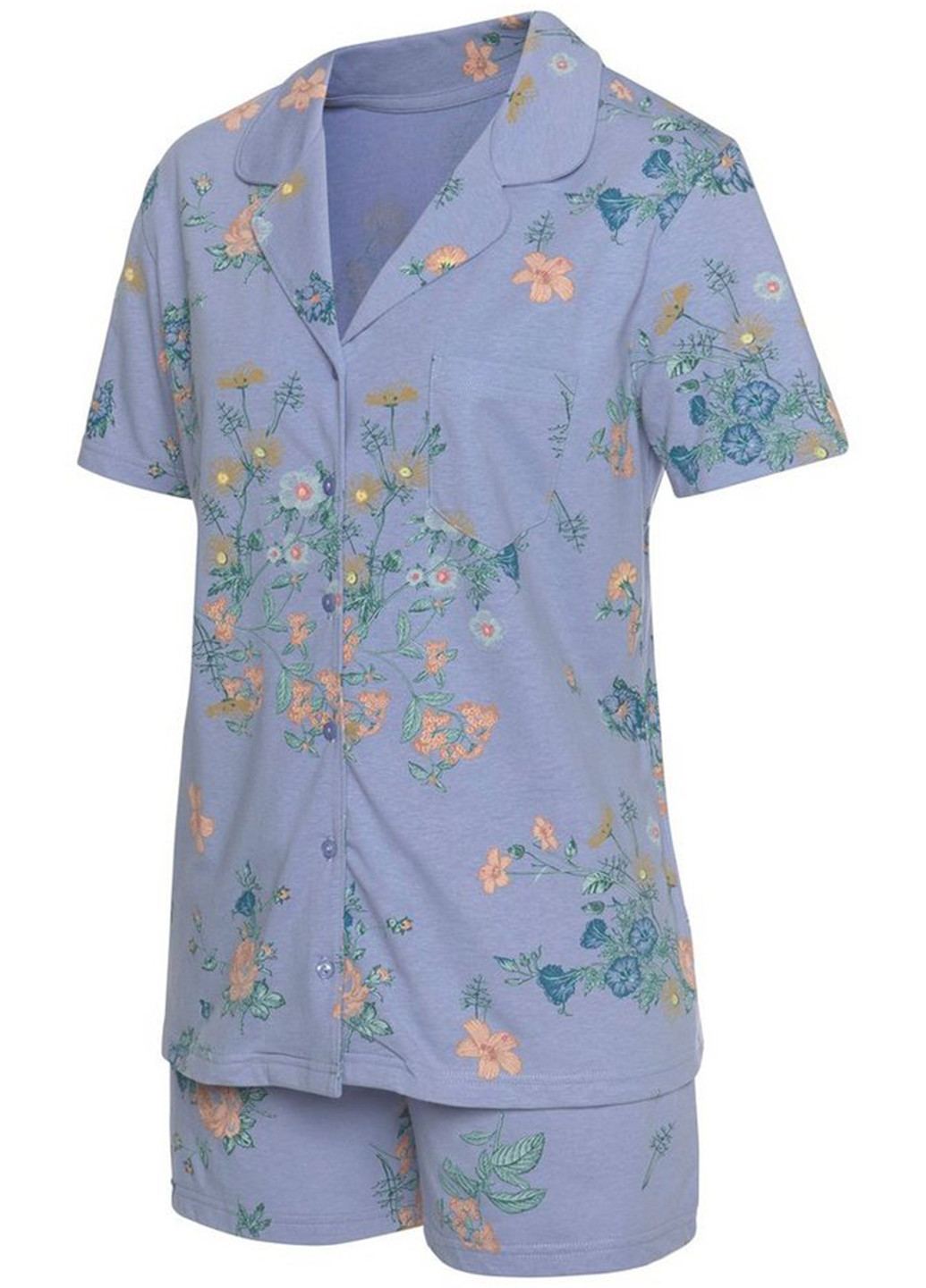 Голубая всесезон пижама рубашка + шорты Vivance