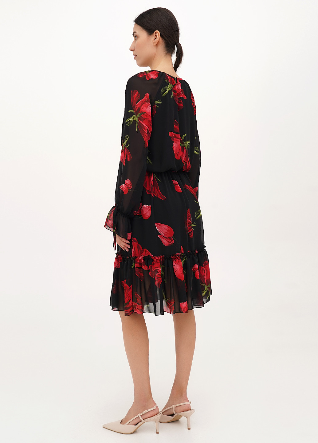 Черное кэжуал платье клеш My Caramele розы